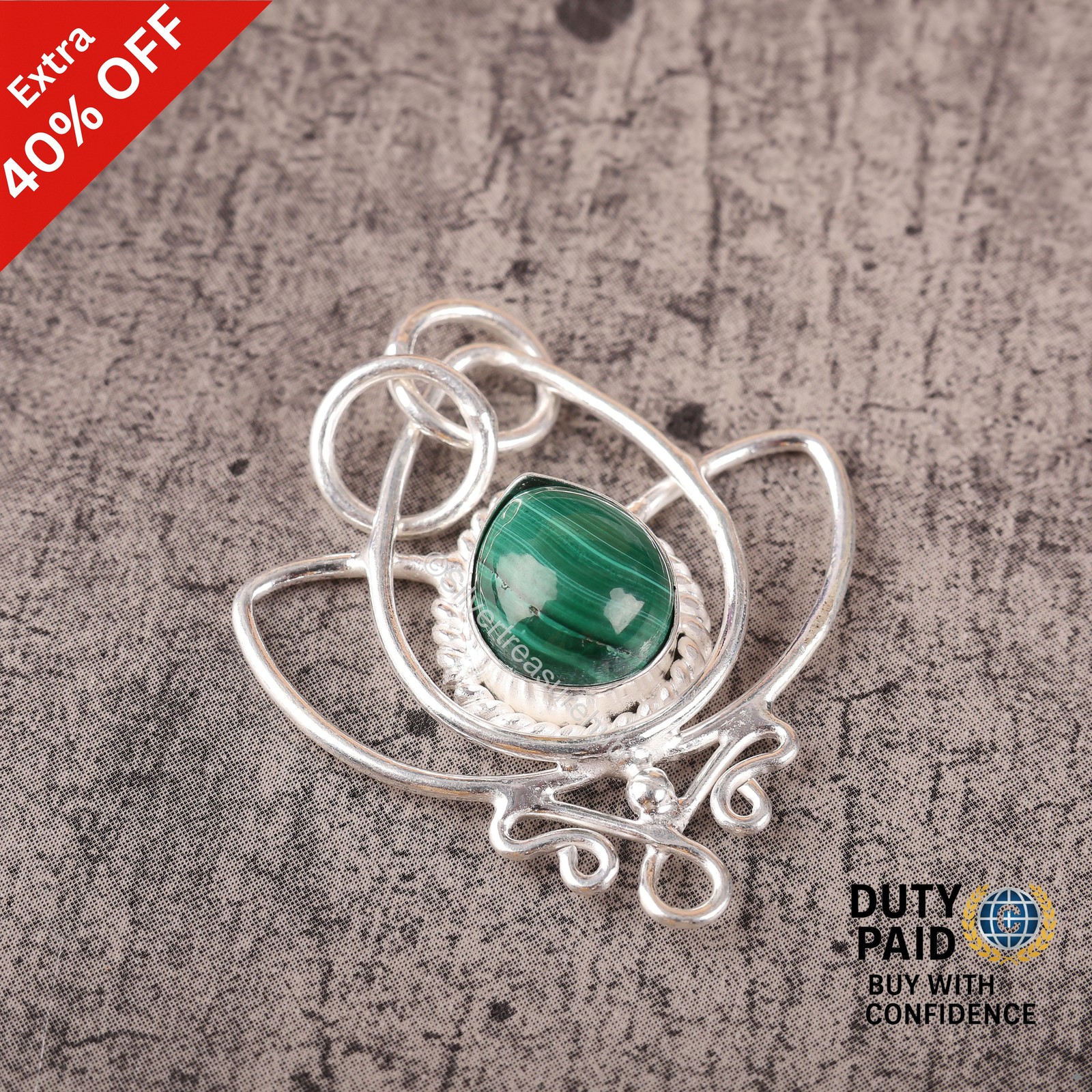 Pear Malachite Stone Heart Chakra Daughter Trendy Pendant 925 Sterling Silver