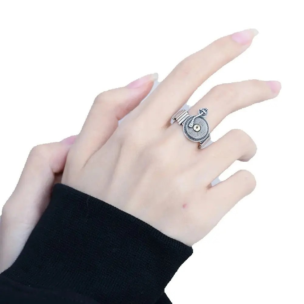 Adjustable Vinyl Record Player Ring Retro LP Turntable Music Lover Gift Jewelry