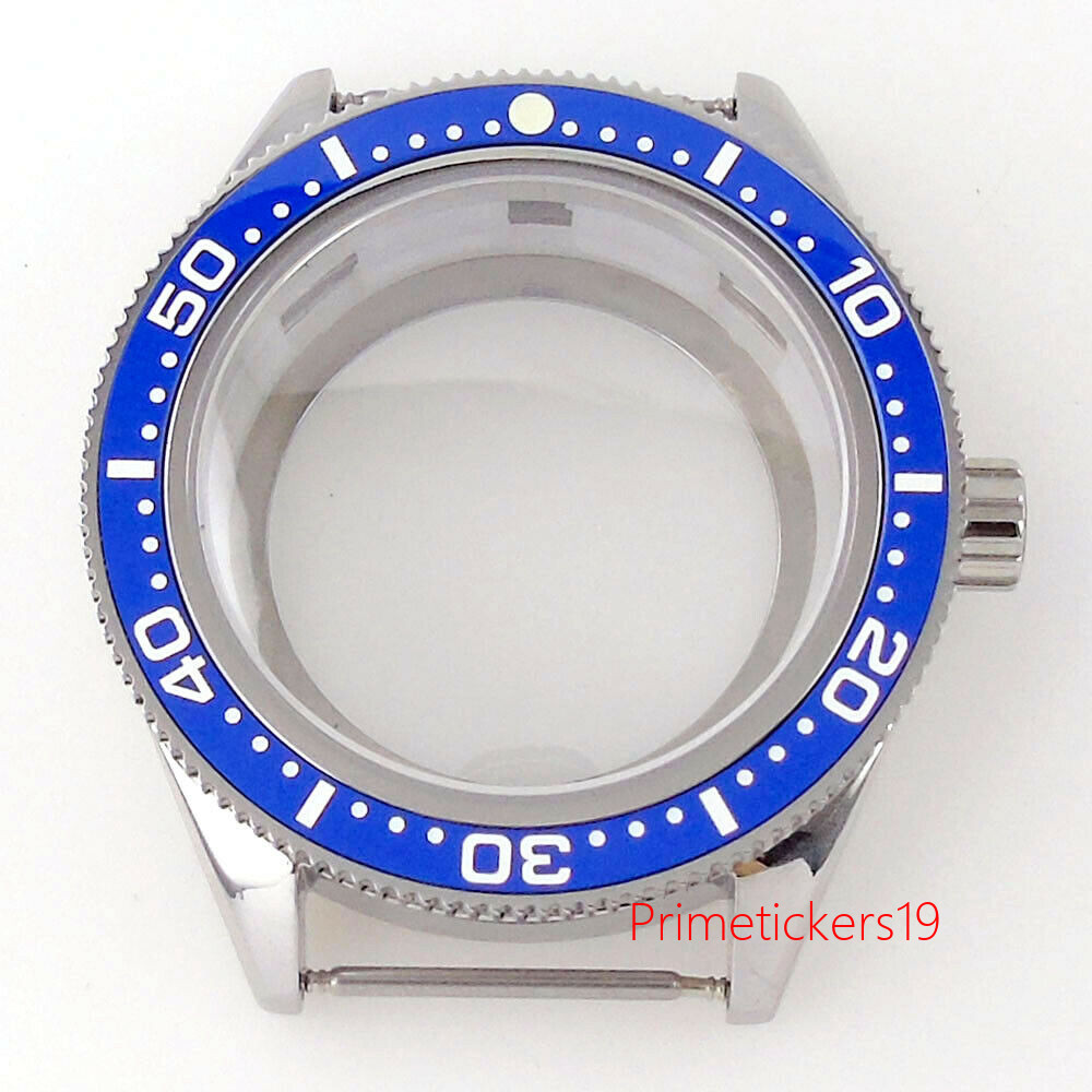 42mm Watch Case Sapphire Glass Fit NH35 ETA2824 PT5000 Glass Back Ceramic Bezel