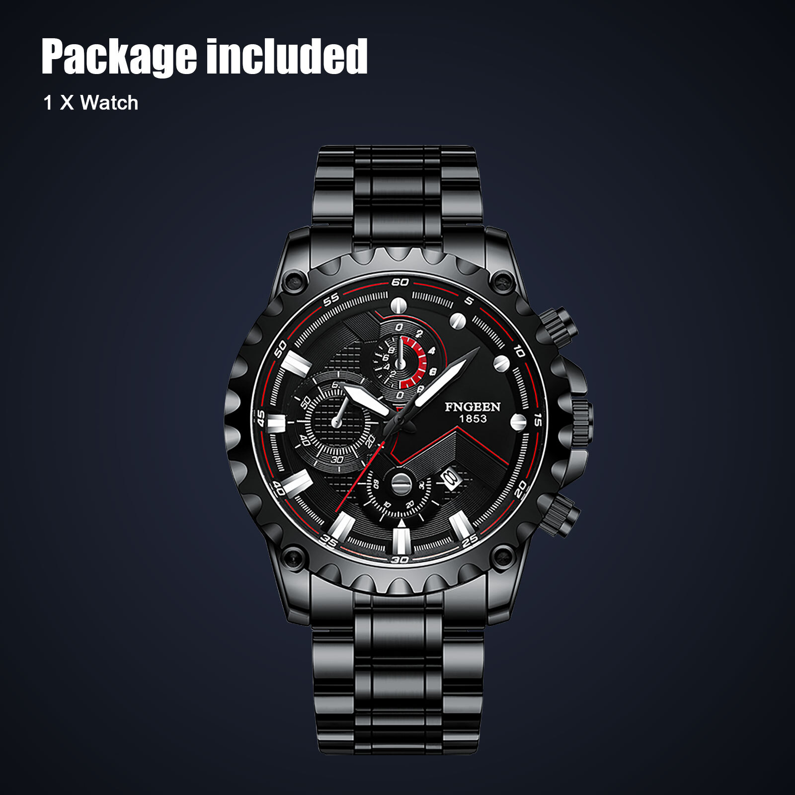 Fashion Men’s Watch Luxury Stainless Steel Quartz Luminous Wristwatch Waterproof