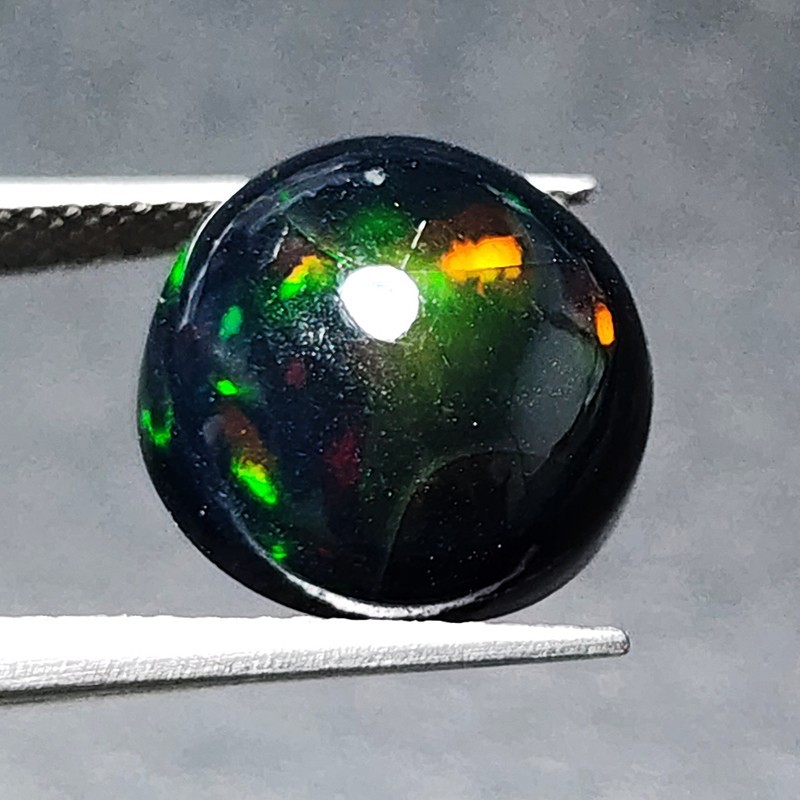 Natural Ethiopian Welo Honeycomb Black Opal Round AAA Fire Loose Gemstone 4.85Ct