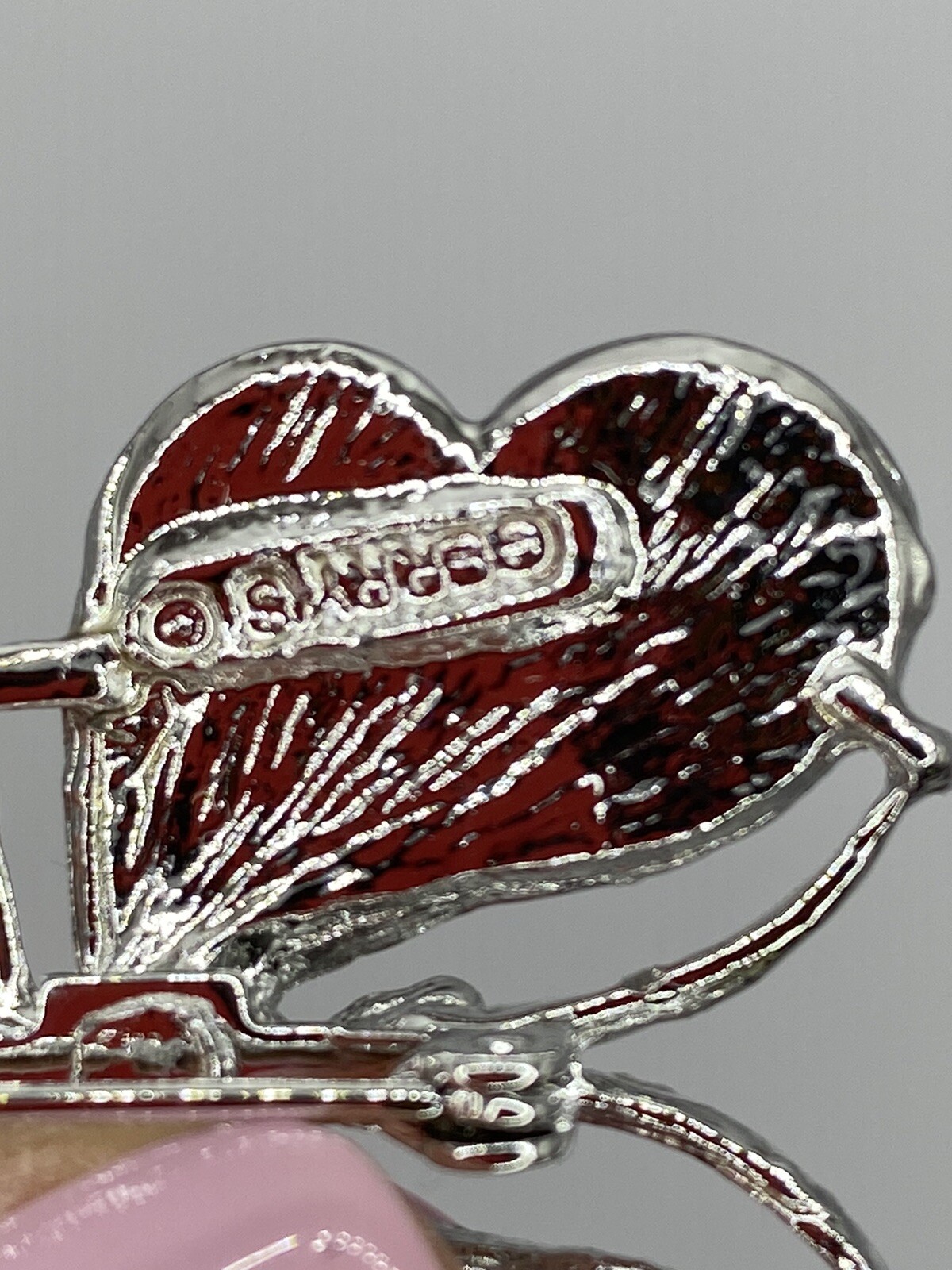 Vintage Signed Silver Tone Figural Gerry’s Butterfly Brooch Pin 1.5” X 1.5”