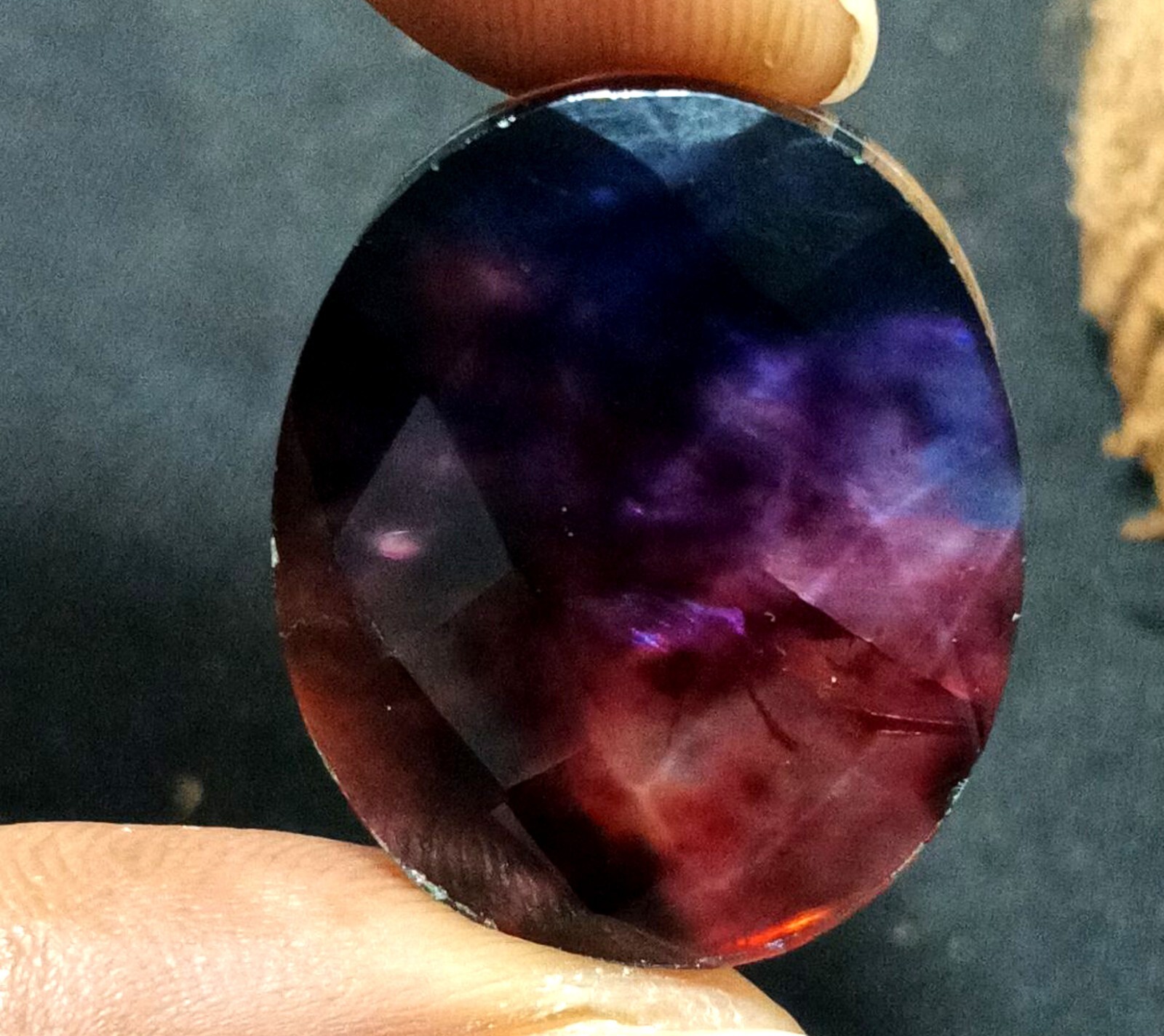 28.15 Ct Natural Ammolite Opal-Like Organic Doublet Oval Treated Loose Gemstone