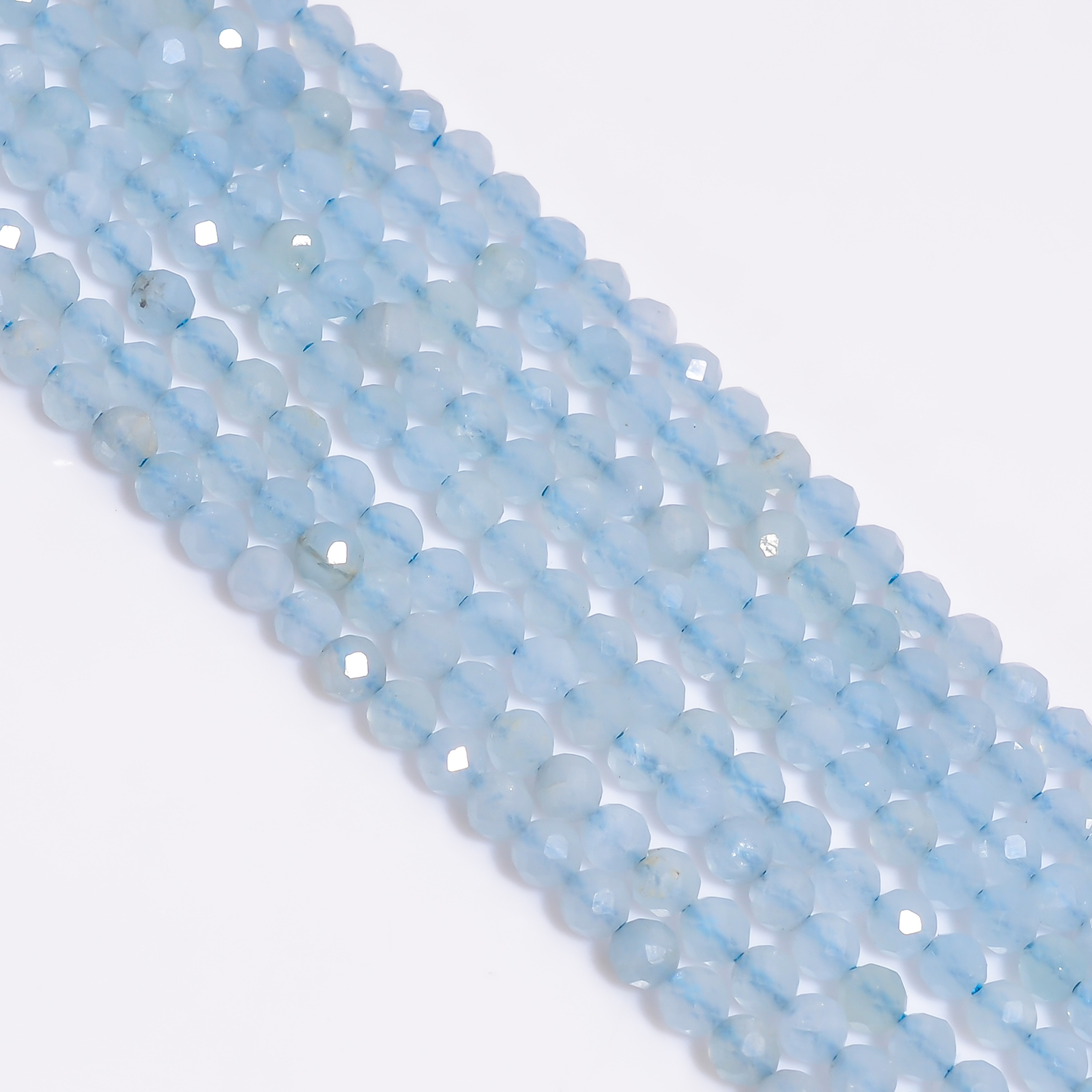 Natural Aquamarine Gemstone Rondelle Shape Faceted Beads 3X3 mm Strand 13″ EB264