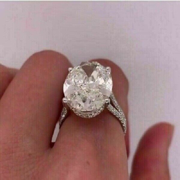 4.50Ct Oval Lab-Created Diamond Hidden Halo Engagement Ring 14K White Gold Fn