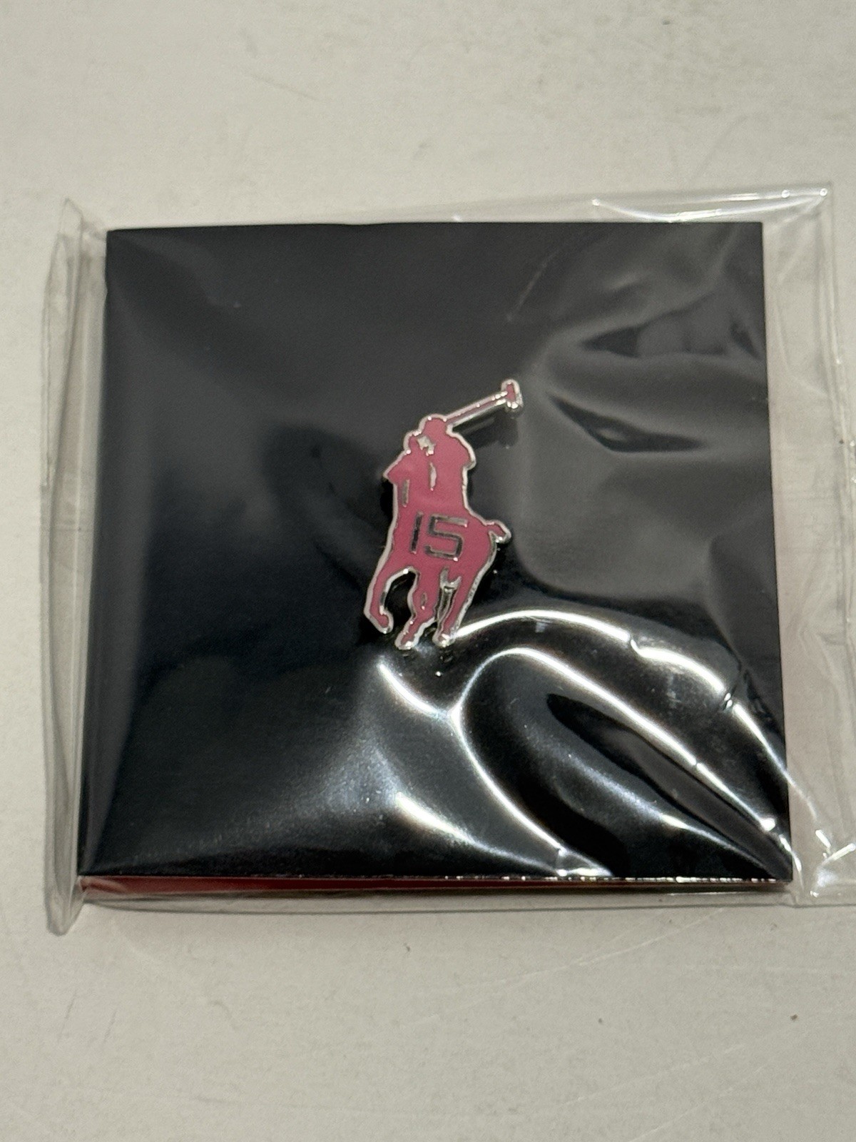 POLO Ralph Lauren Pink Pony Enamel Rider Lapel Pin 15th Anniversary – New