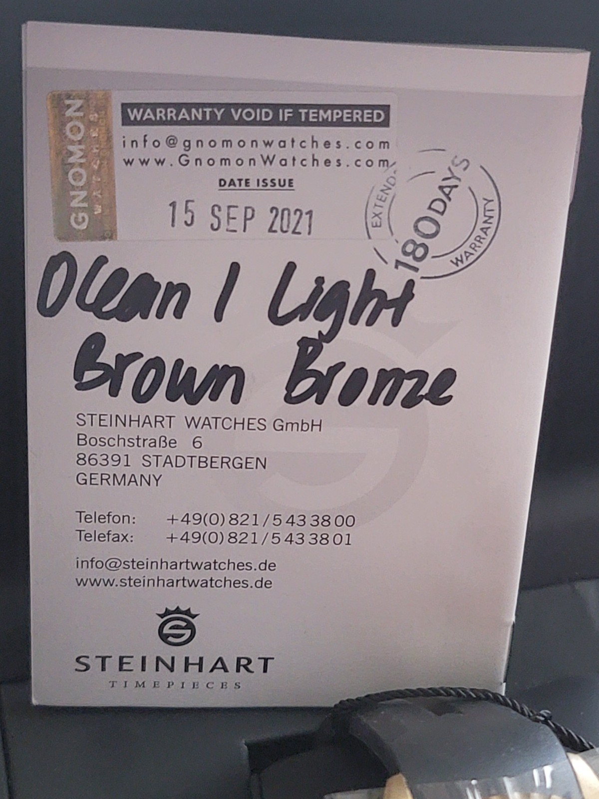 Steinhart Ocean One Light Brown Bronze Diver Watch Automatic Swiss Made Men’s