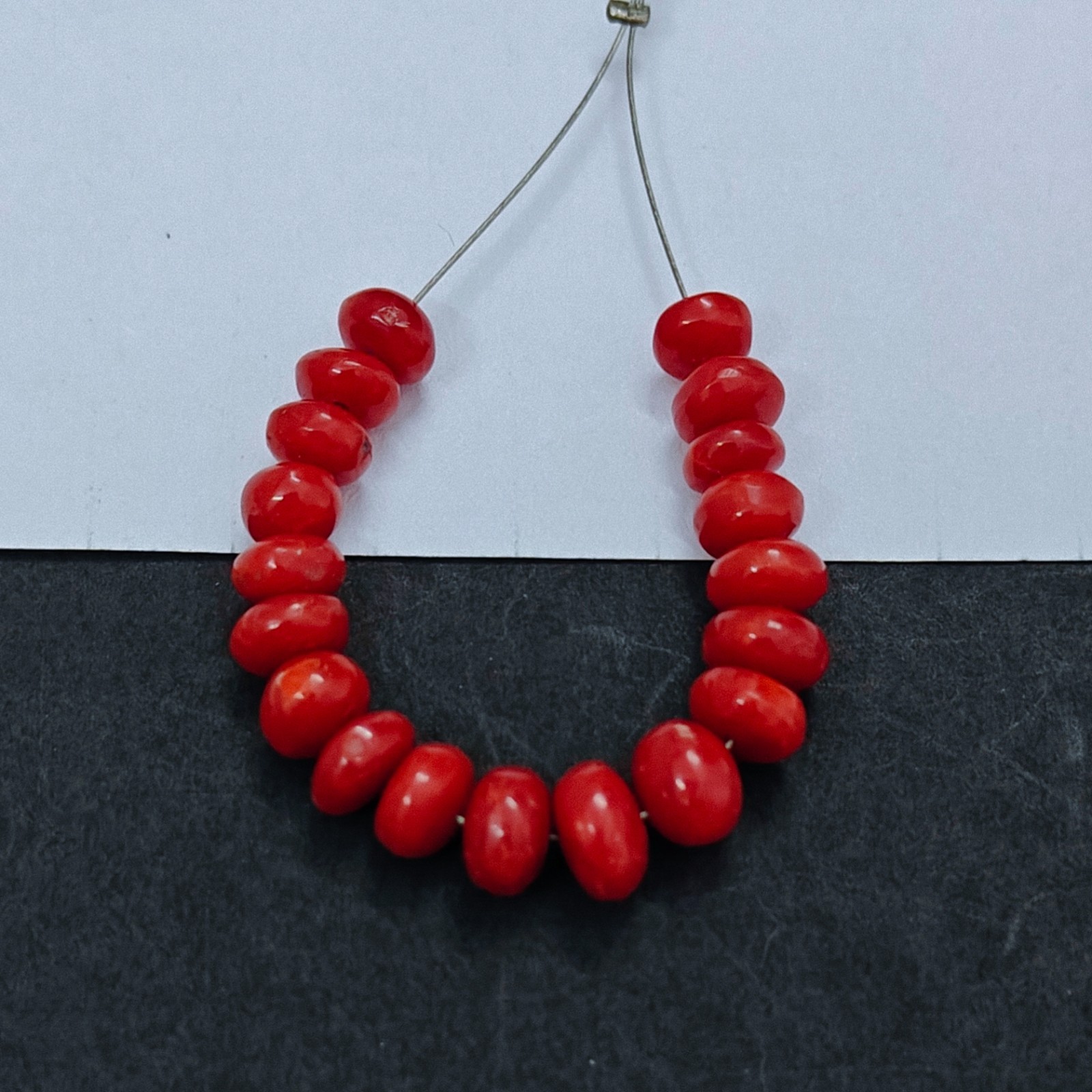 Natural Red Coral Rondelle Beads Loose Gemstone Italian Jewellery Supply 22 Cts