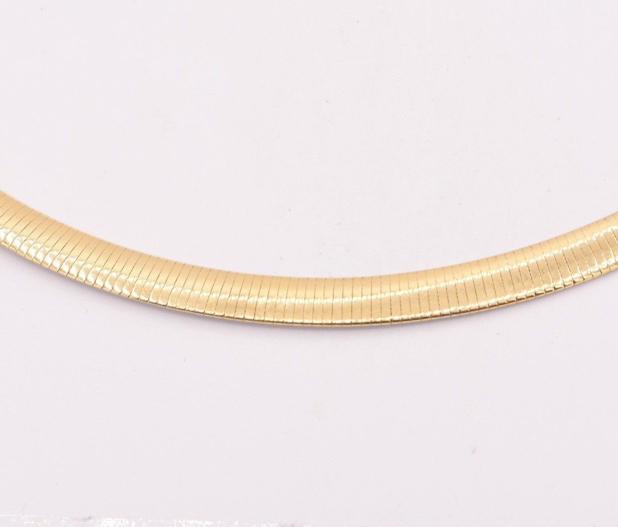 6mm Italian Reversible Omega Chain Necklace 14K Yellow Gold-Plated Silver 925