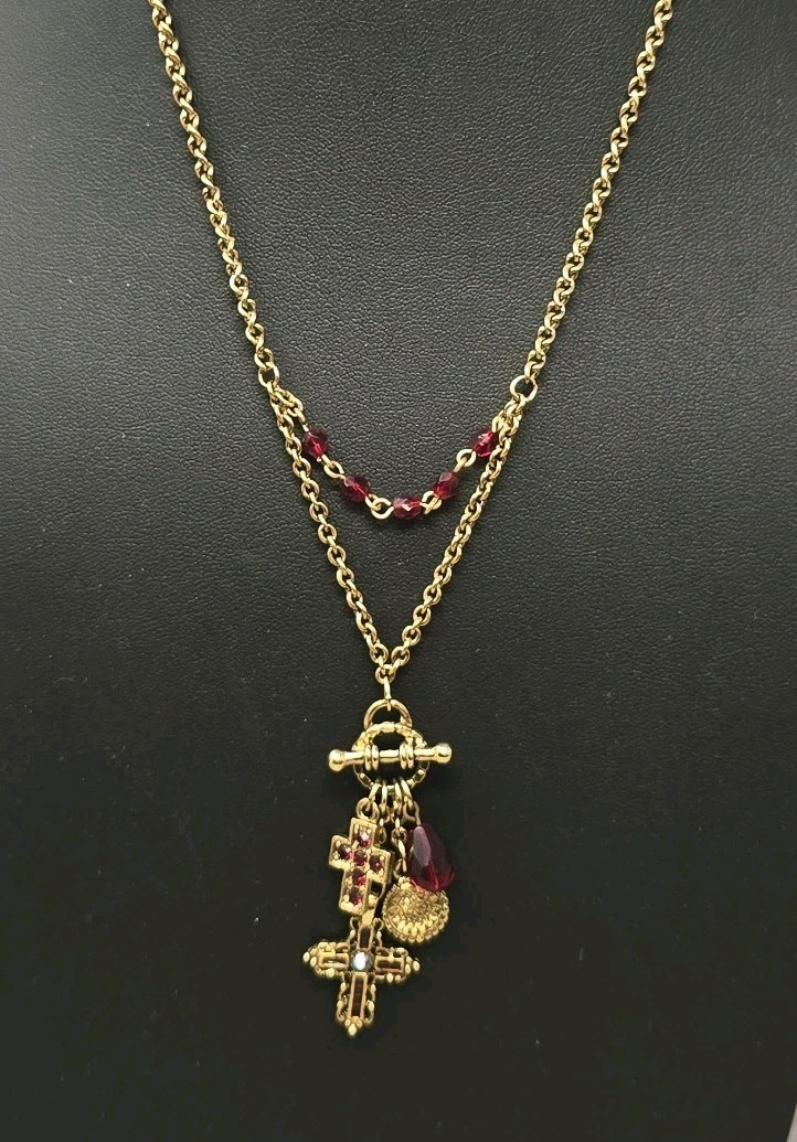 1928 Brand Jewelry Necklace Charms Red Multi Strand Vintage Valentine’s Day