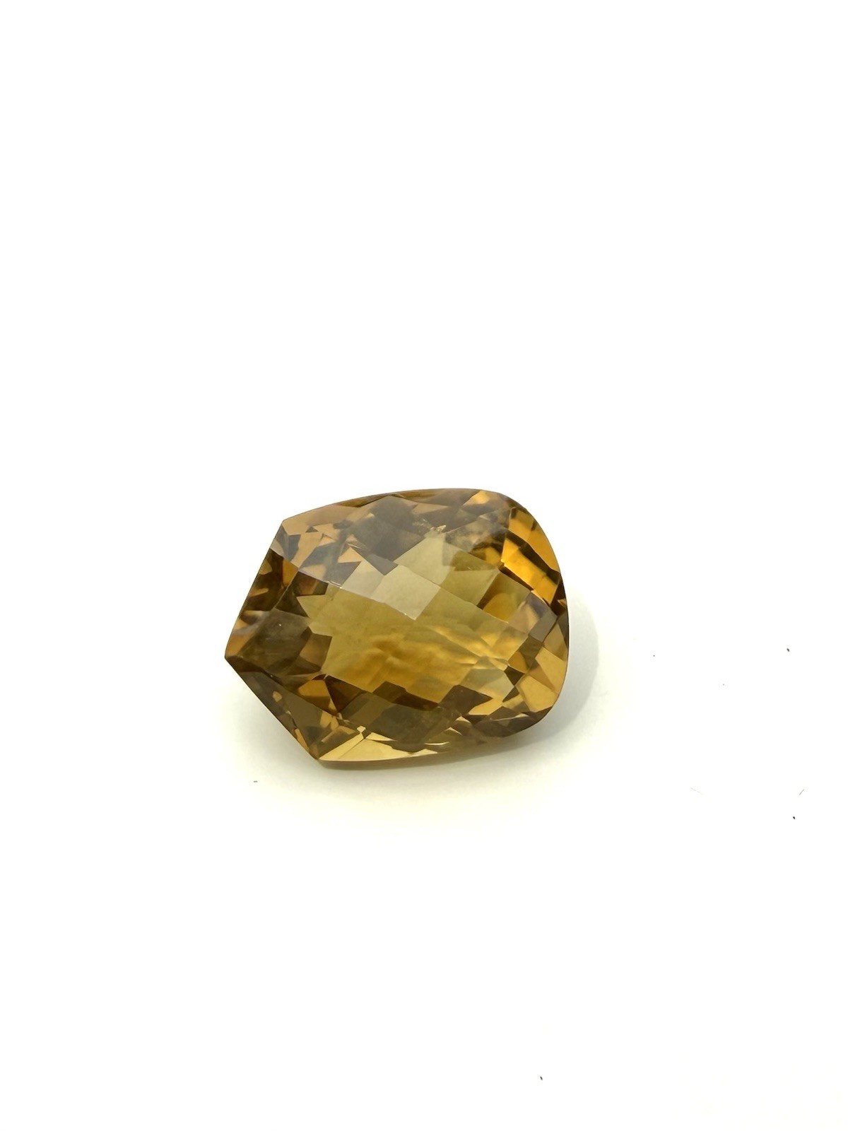 42 Carat Golden Brazilian Citrine – Chevron/Shield Shape, Rose Cut Faceting