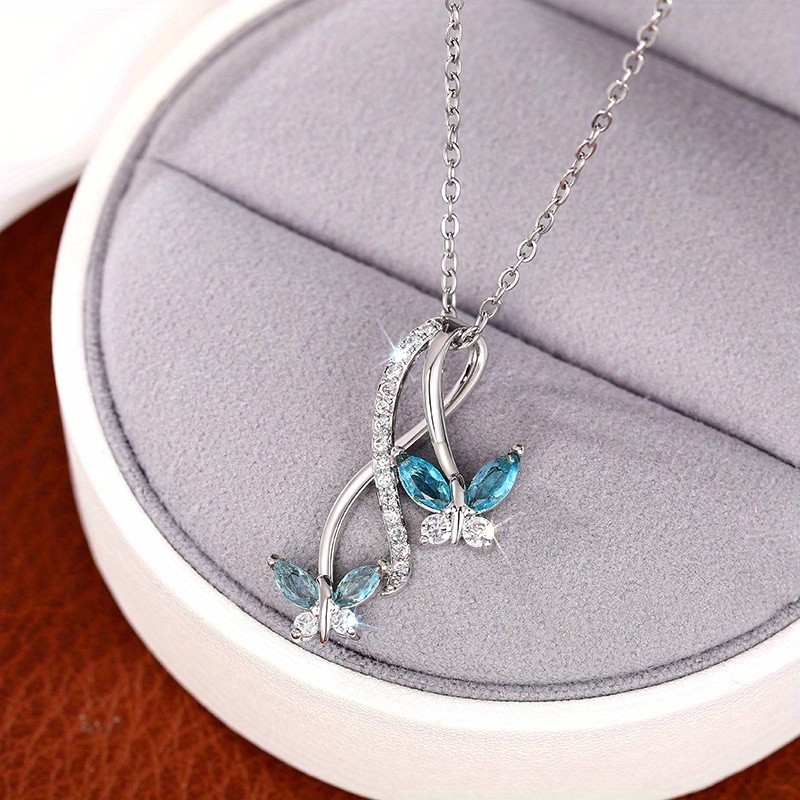 Butterfly Pendant Necklace for Women Inlaid CZ Fashion Jewelry Daily Wear Gift