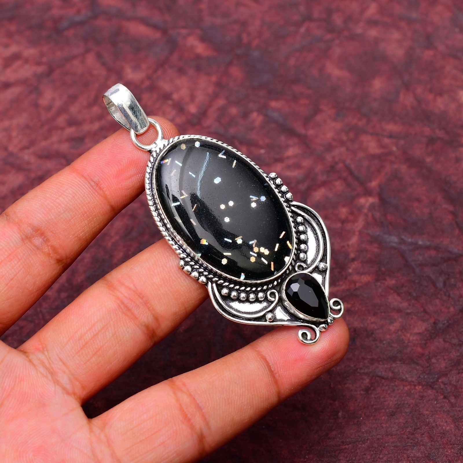 Triplet Fire Opal Gemstone 925 Sterling Silver Pendant Approx – 2.51″