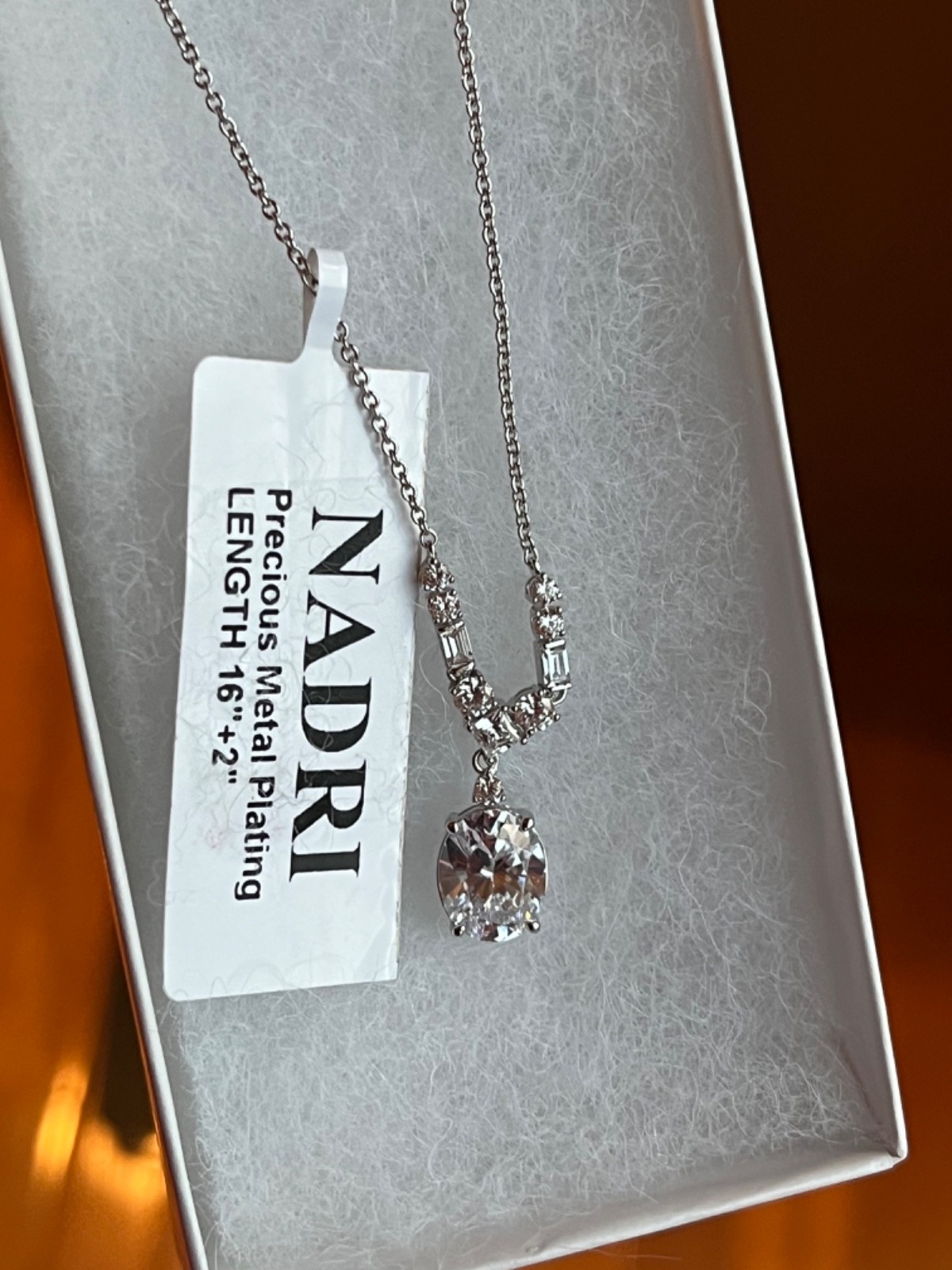 Nadri Delphine Small Frontal Short Pendant Silver Necklace