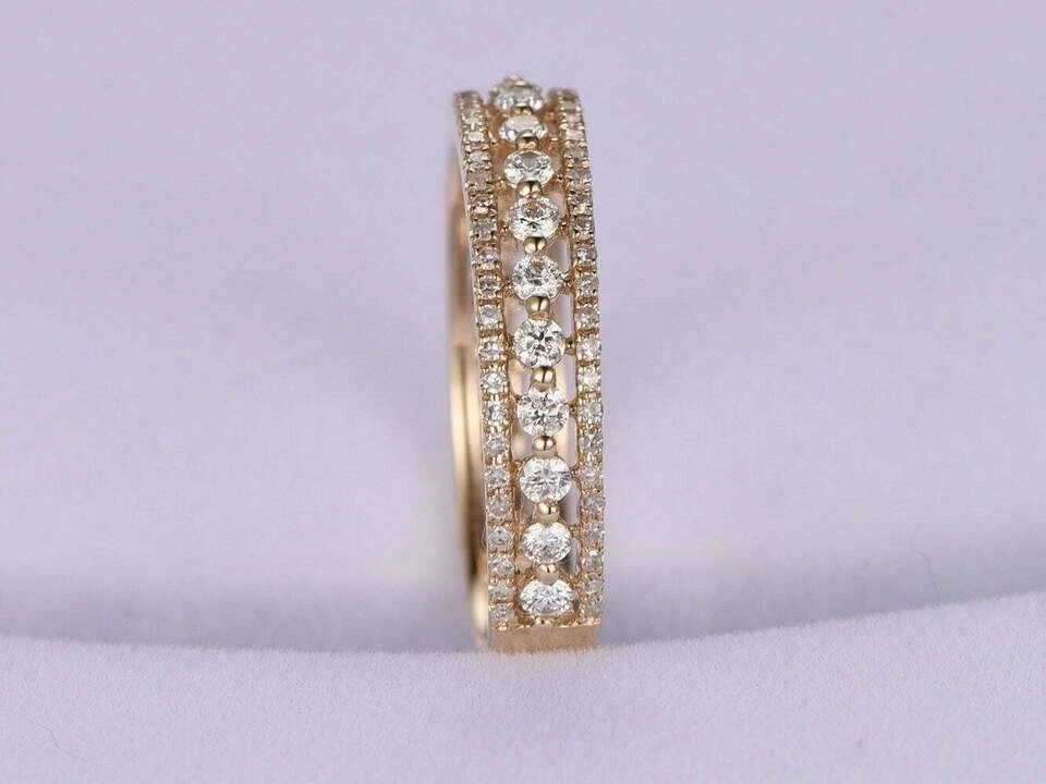 2.30Ct Lab-Created VVS1 Diamond Eternity Band Engagement Ring 14K Yellow Gold Fn