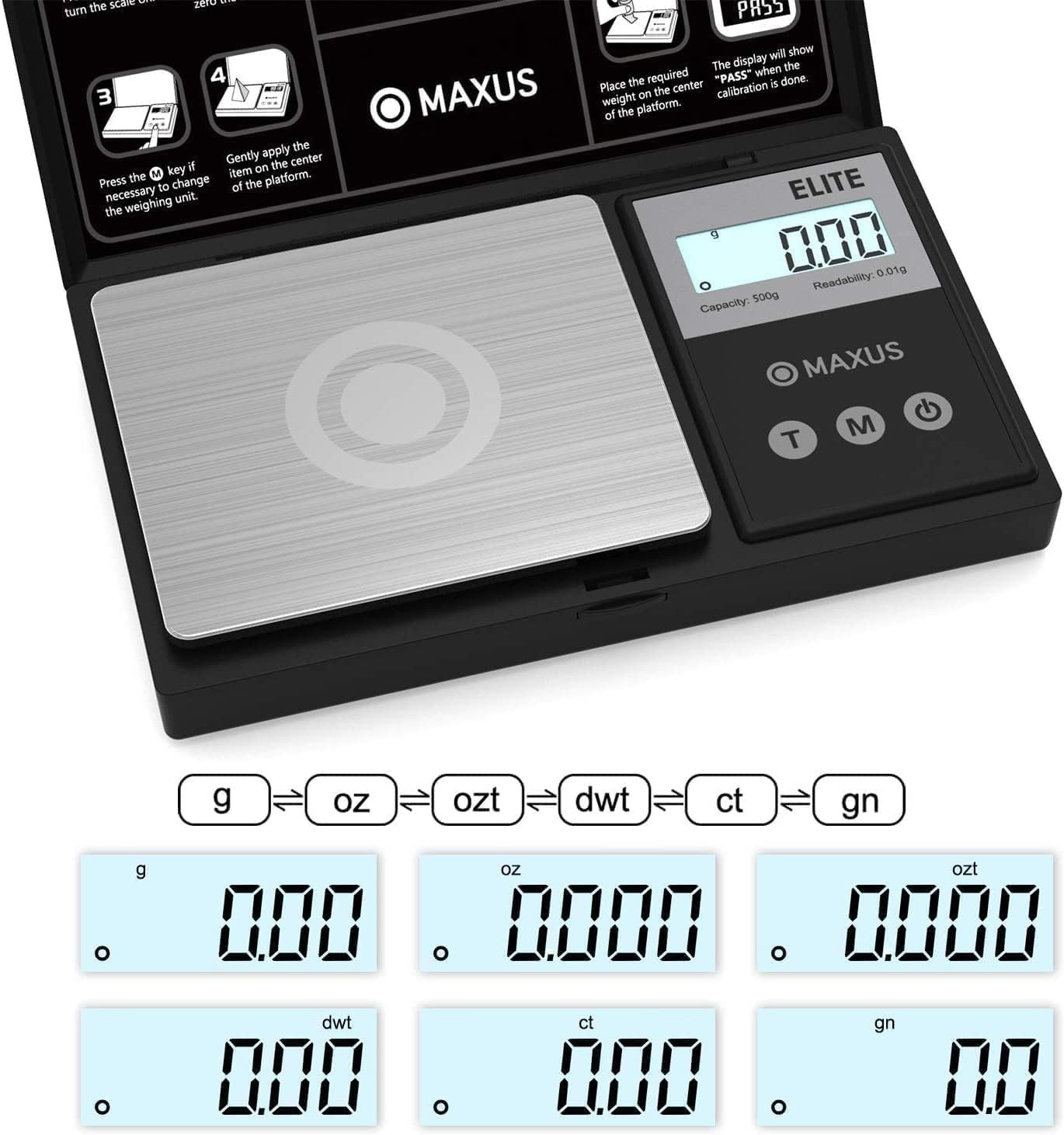 Compact 500g x 0.01g Digital Gram Scale with Tare Function and Backlit LCD