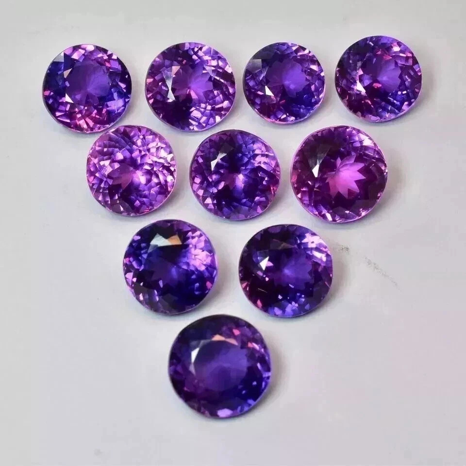 50 Ct 10 Pcs Round Cut Natural Purple Blue Sapphire Lot Sri Lanka Loose Gemstone