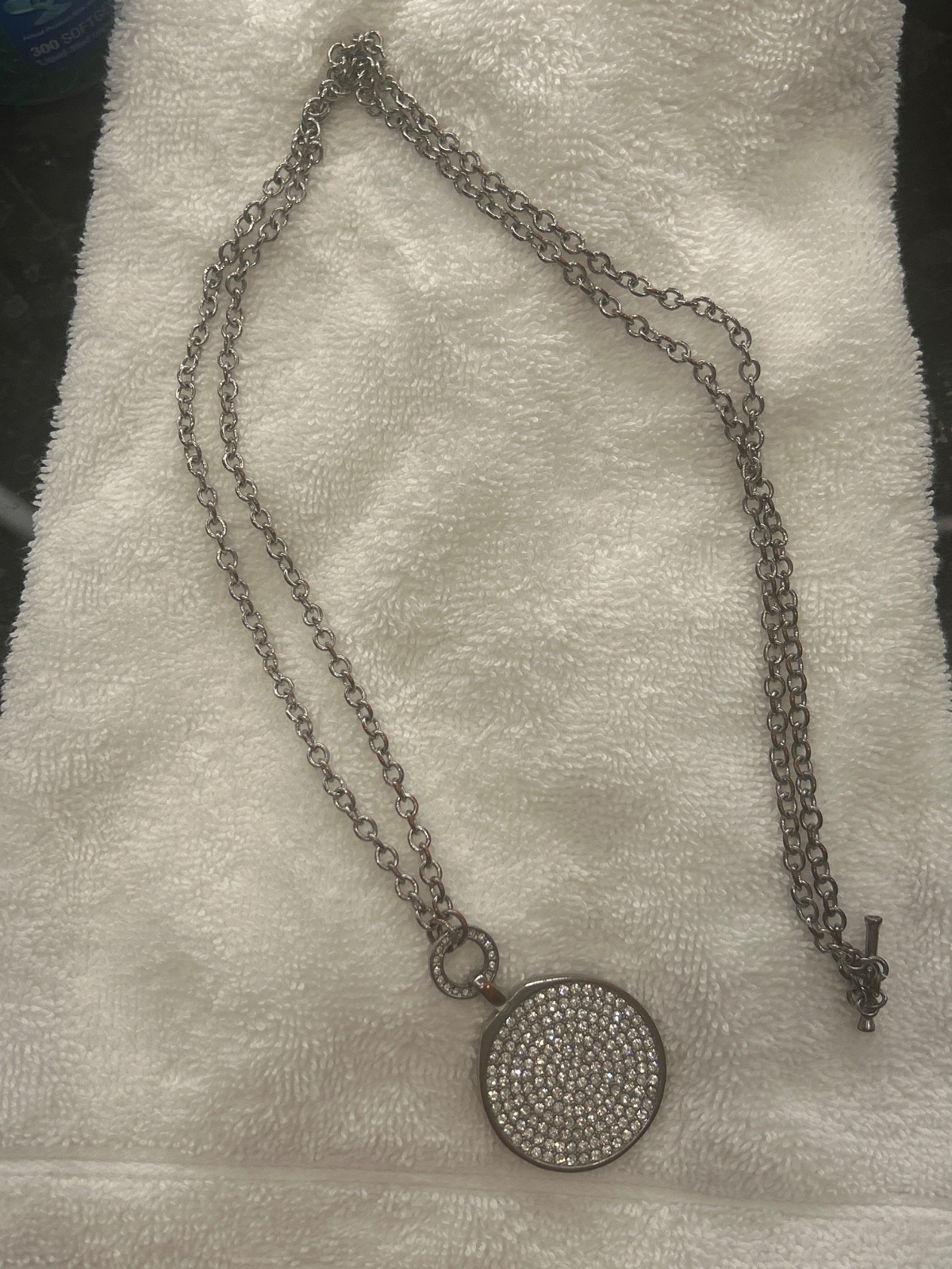 Swarovski Crystal Circular Long Skinny Stand Up To Cancer Necklace