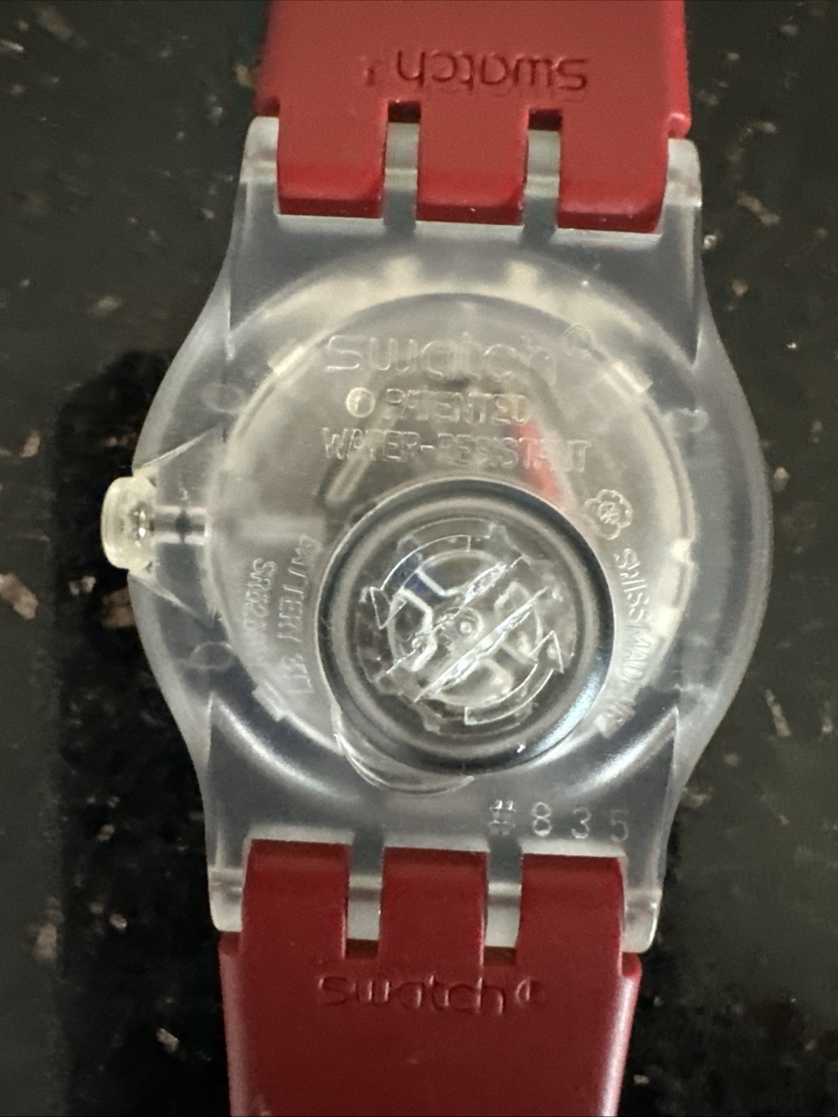 Swatch Jelly in Jelly “Ruby Touch” SUJK701 2007 New Red No Box Date Time Rare