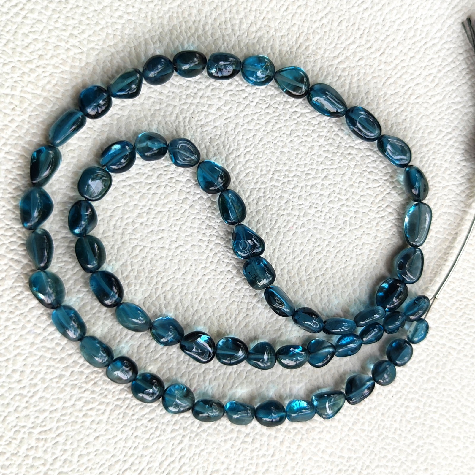 Genuine London Blue Topaz Smooth Nugget Beads 6-8mm 15″ Jewelry Making Strand