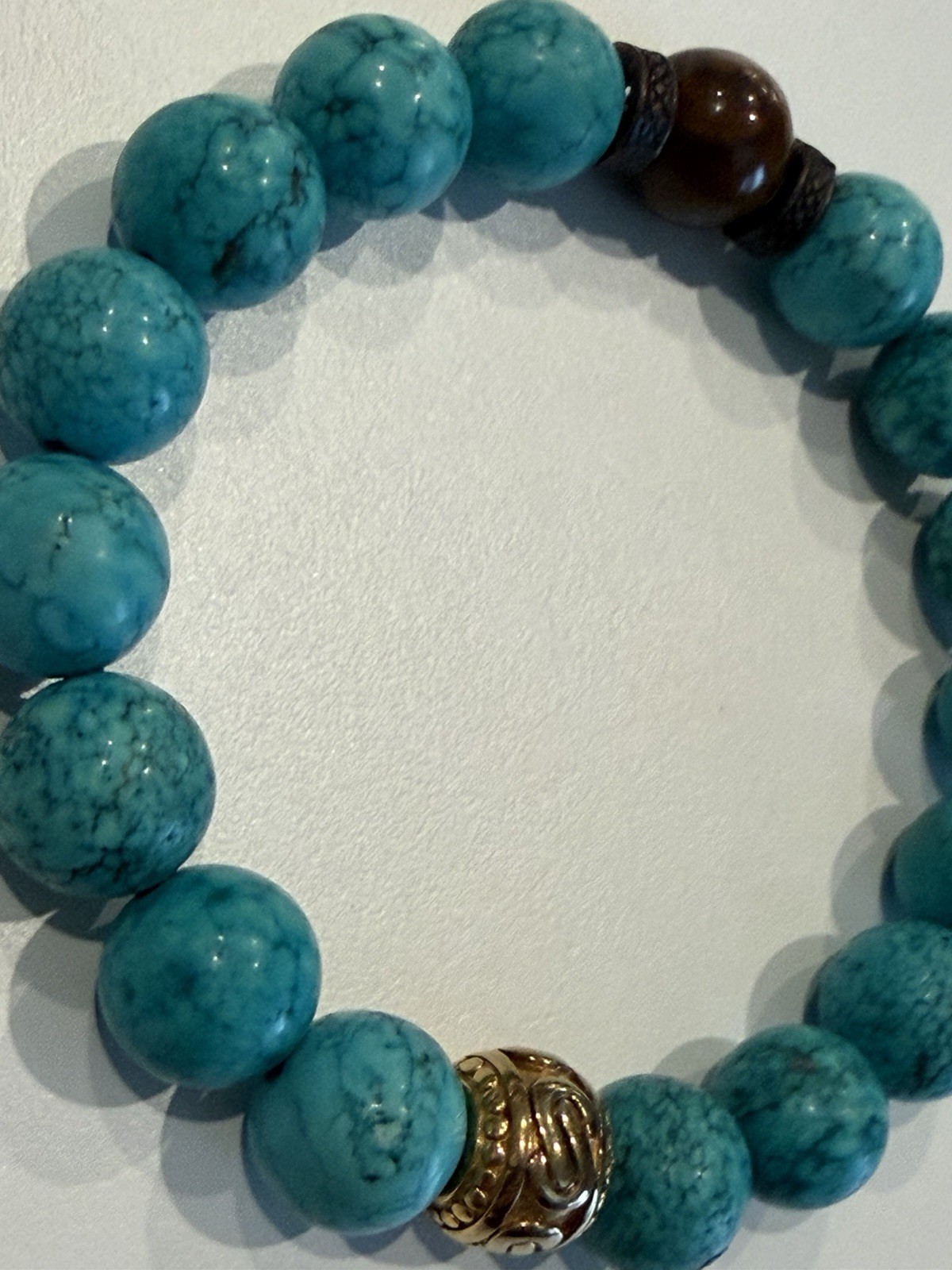 Beautiful Genuine Turquoise Beaded Stretch Bracelet 20 cm / 7.8″ Natural Stones