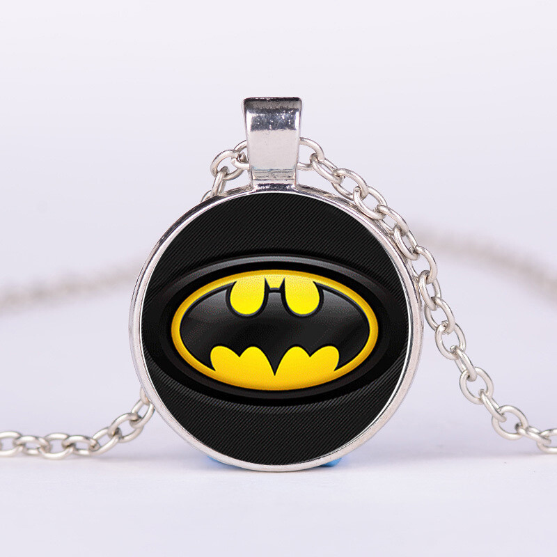 Superhero Batman Superman Cabochon Iron Man Alloy + Glass Chain Pendant Necklace