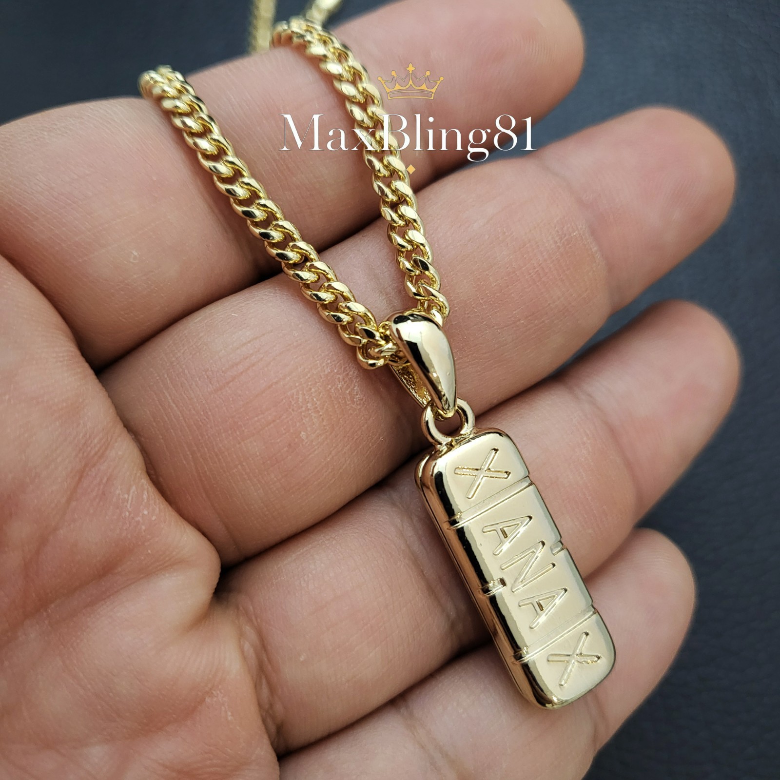 Hip Hop Gold Plated XANAX Pill Pendant & 24″ Box, Cuban, Rope Chain Necklace