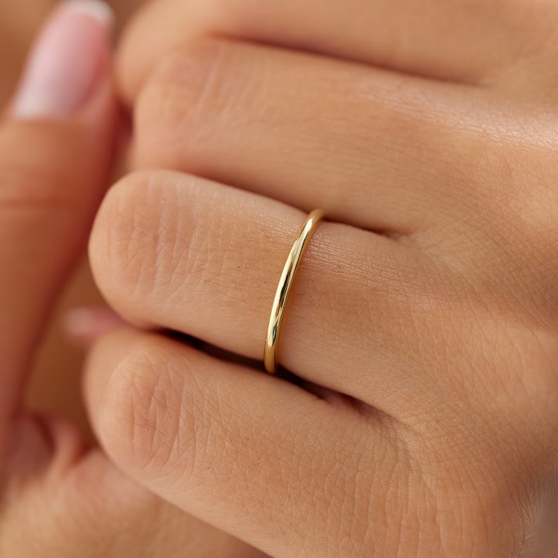 14K Solid Gold Wedding Band 1.5 MMDainty Stacking RingSimple Spacer Ring