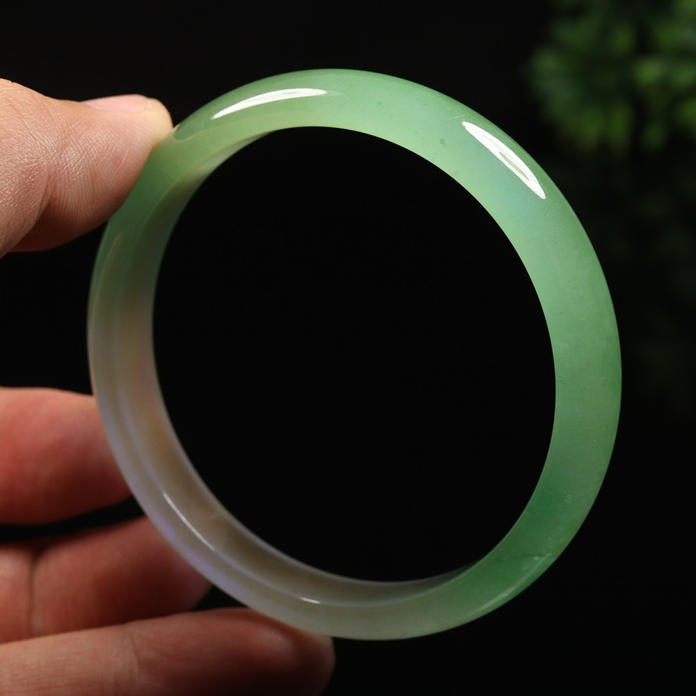61mm Lavender Green Icy Jadeite Jade Bangle Bracelet Burma Jadeite A-14163