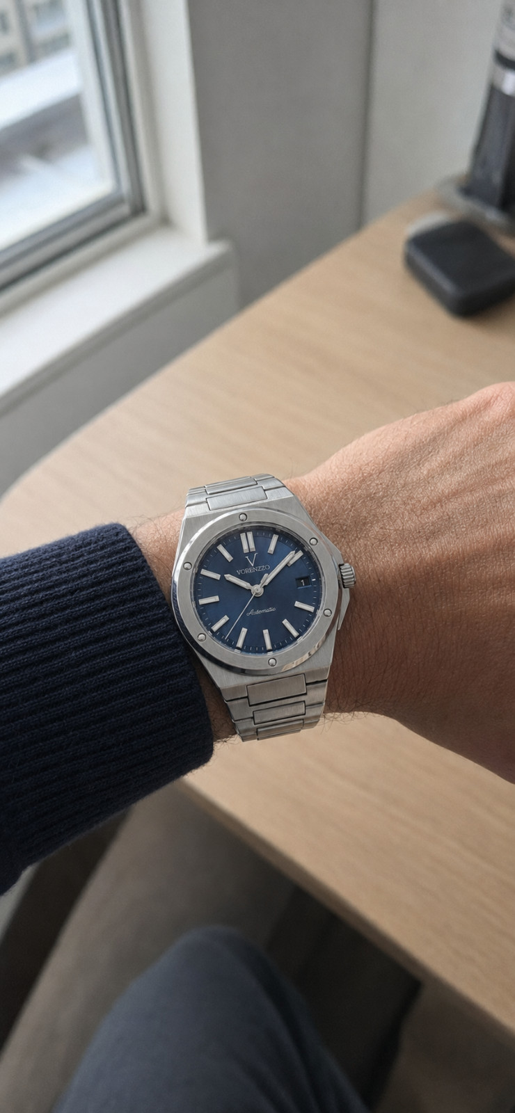 VORENZZO NH35 Automatic Watch Blue Dial Sapphire Crystal Steel Bracelet