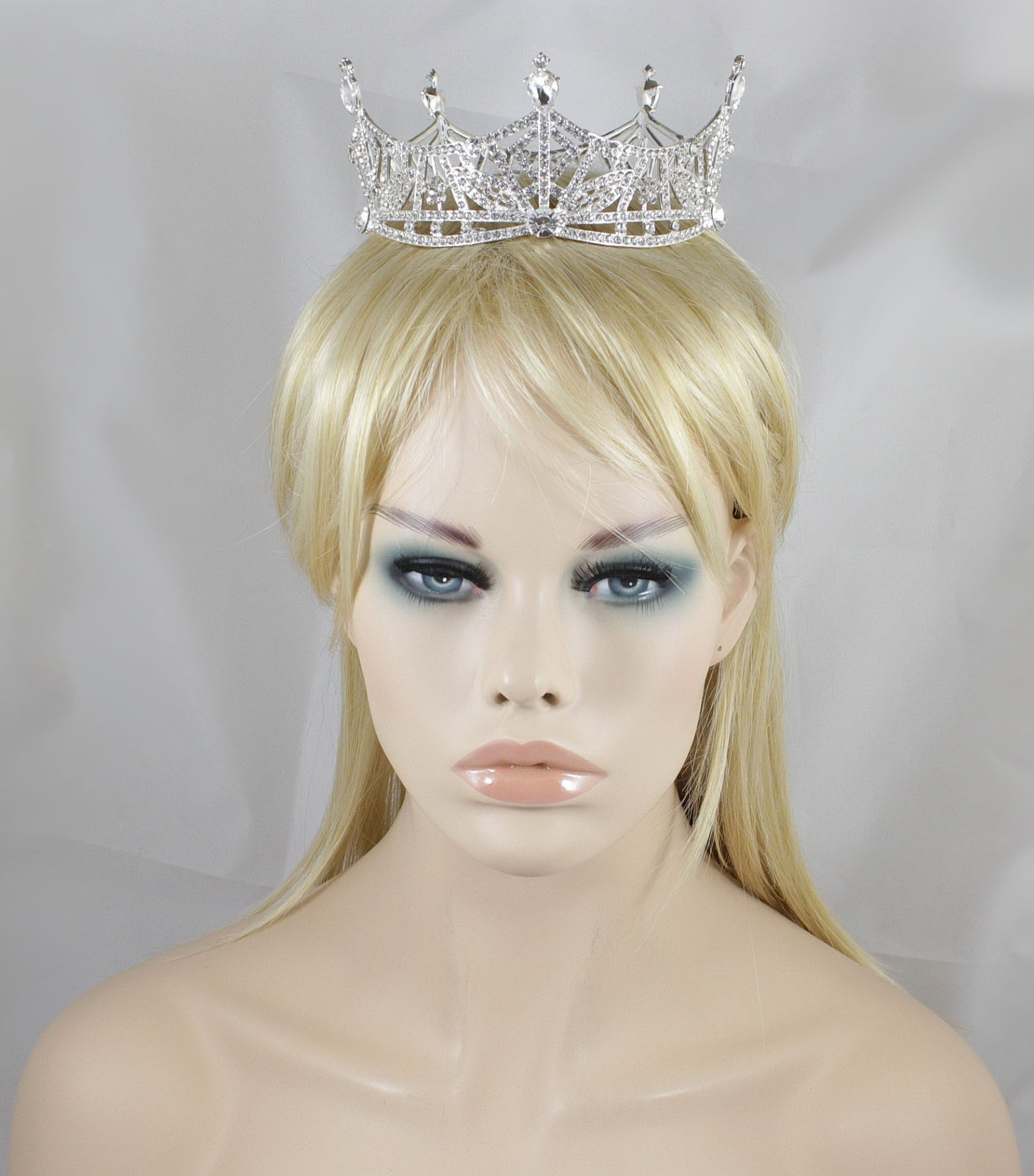 Miss America Crown Clear Austrian Rhinestone Hair Tiara Pageant T1299 silver