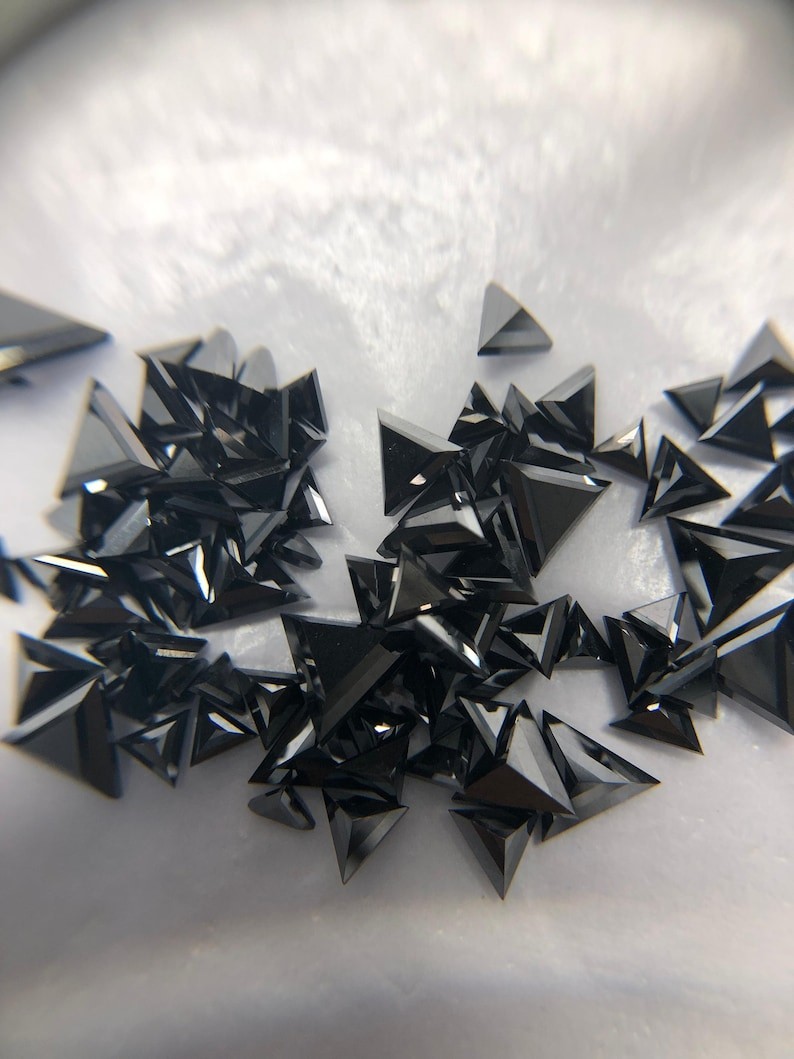Natural Triangle Shape Black Diamonds Lot Loose Melee Stones for Jewelry Making