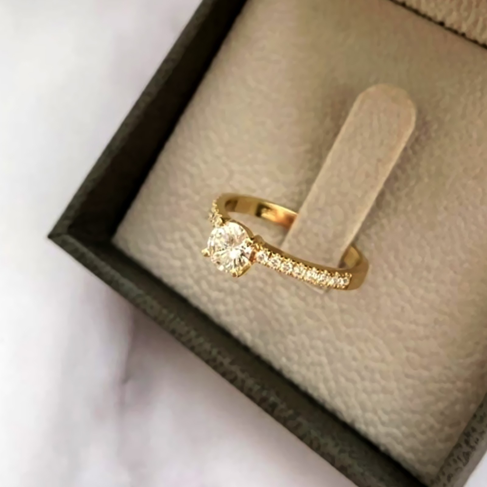 Diamond Ring Engagement Gold Lab Grown 14K Yellow E F VVS GLI Round 0.80 Carat