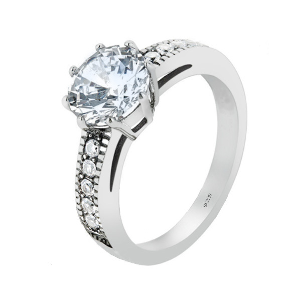 Women’s 925 Sterling Silver 1.90 Ct Round AAA CZ Engagement Ring Size 5-10