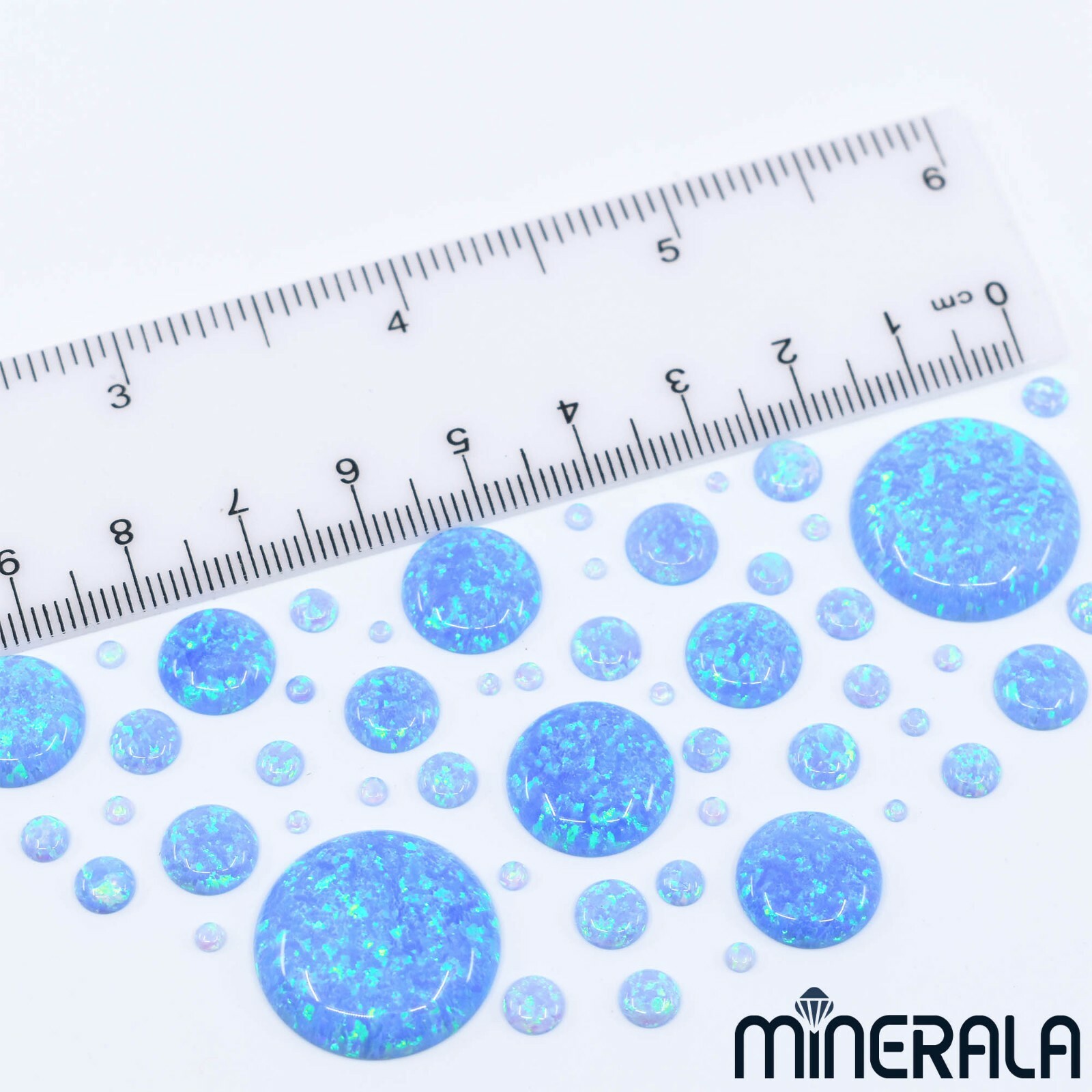 SKY BLUE SYNTHETIC LAB CREATED OPAL ROUND SHAPE CABOCHON 1.25mm-20mm WP00064