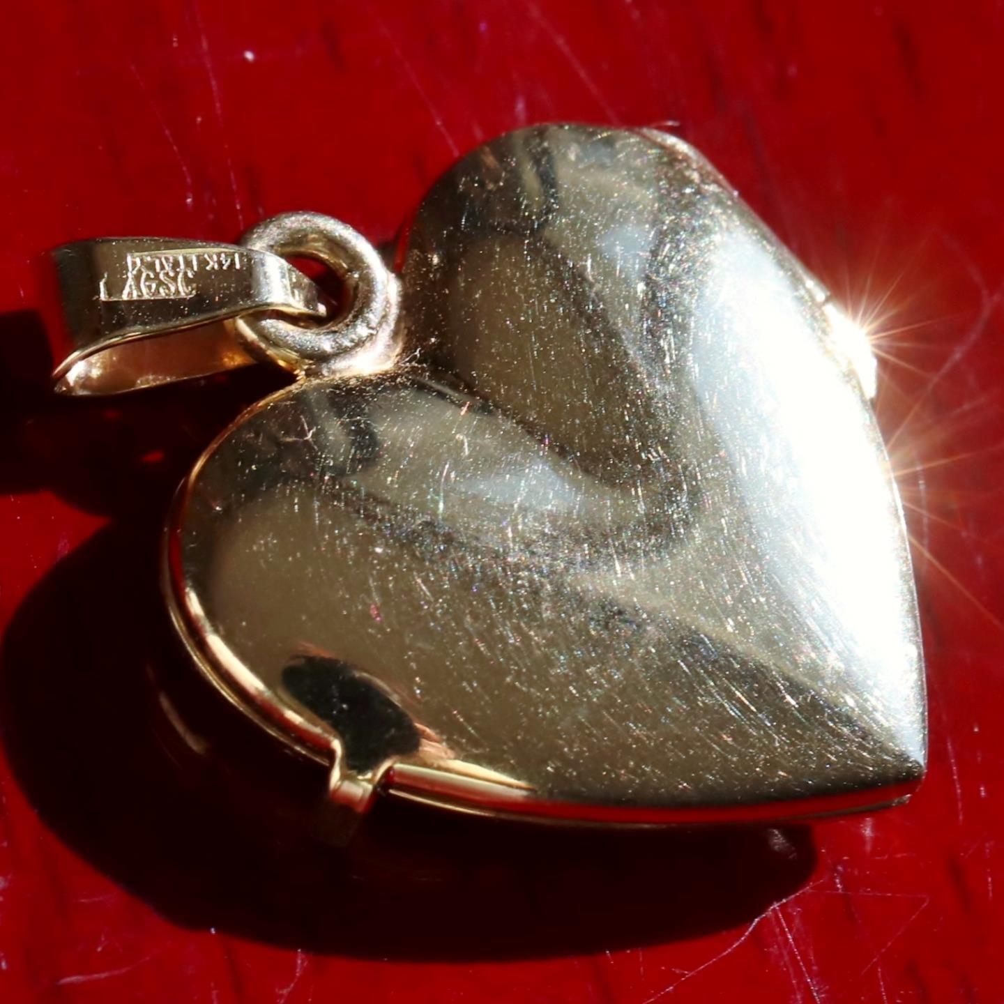 14k yellow gold pendant Italian 1.05″ heart locket charm vintage 3.85gr N3467
