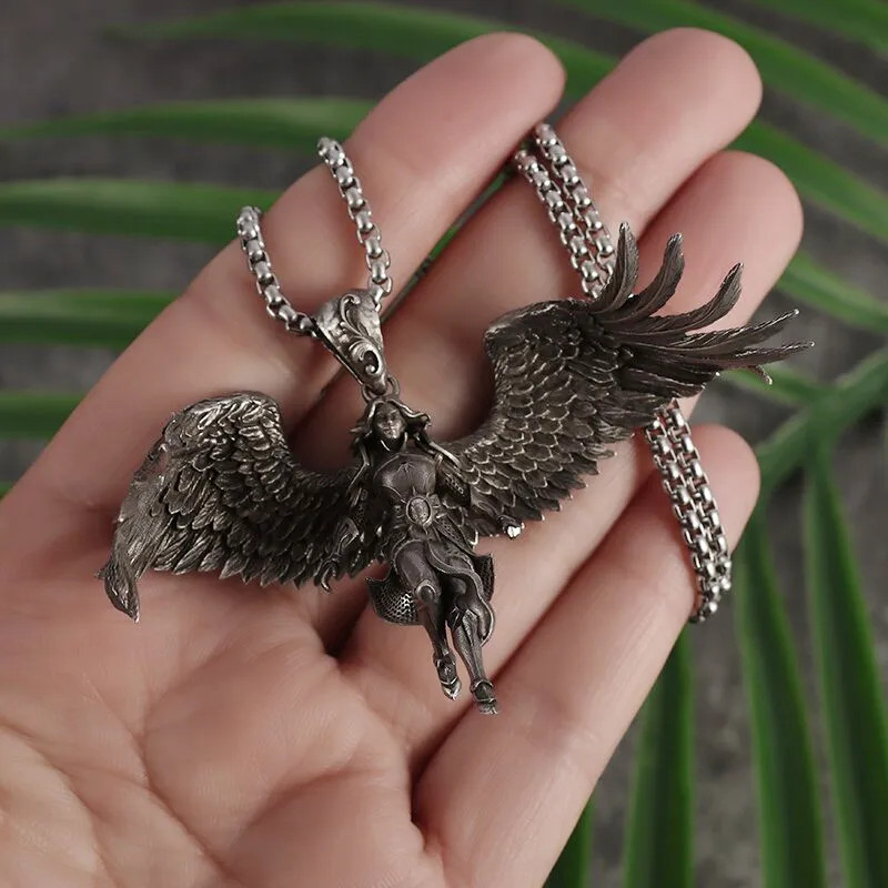 Angel Floating Necklace Sexy Jewelry Vintage-Silvery Goddess Heaven Pendant