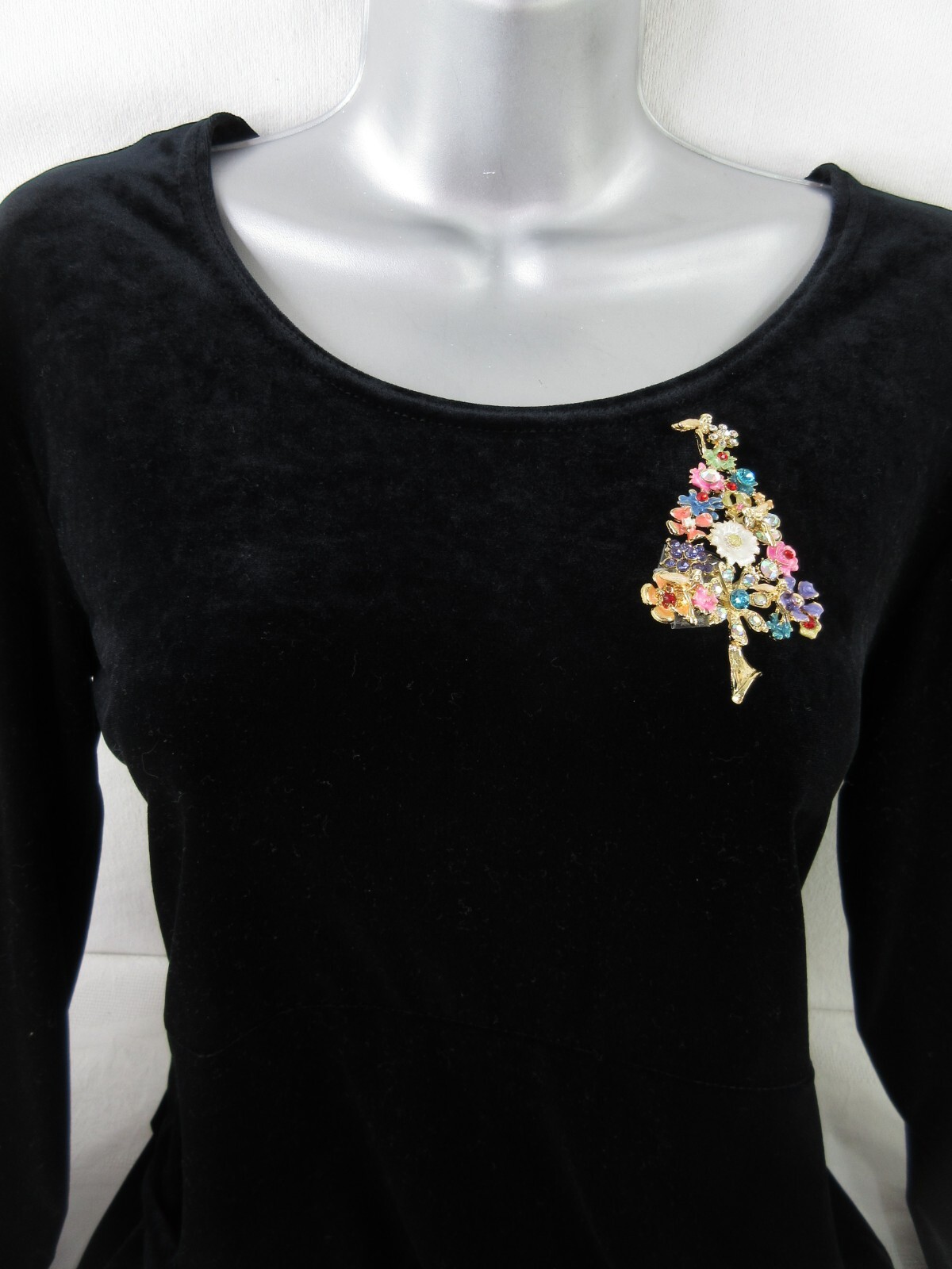 Victorian Tree Brooch Pin Rhinestone Floral Fairy Romantic 3.75in Luxurious Big
