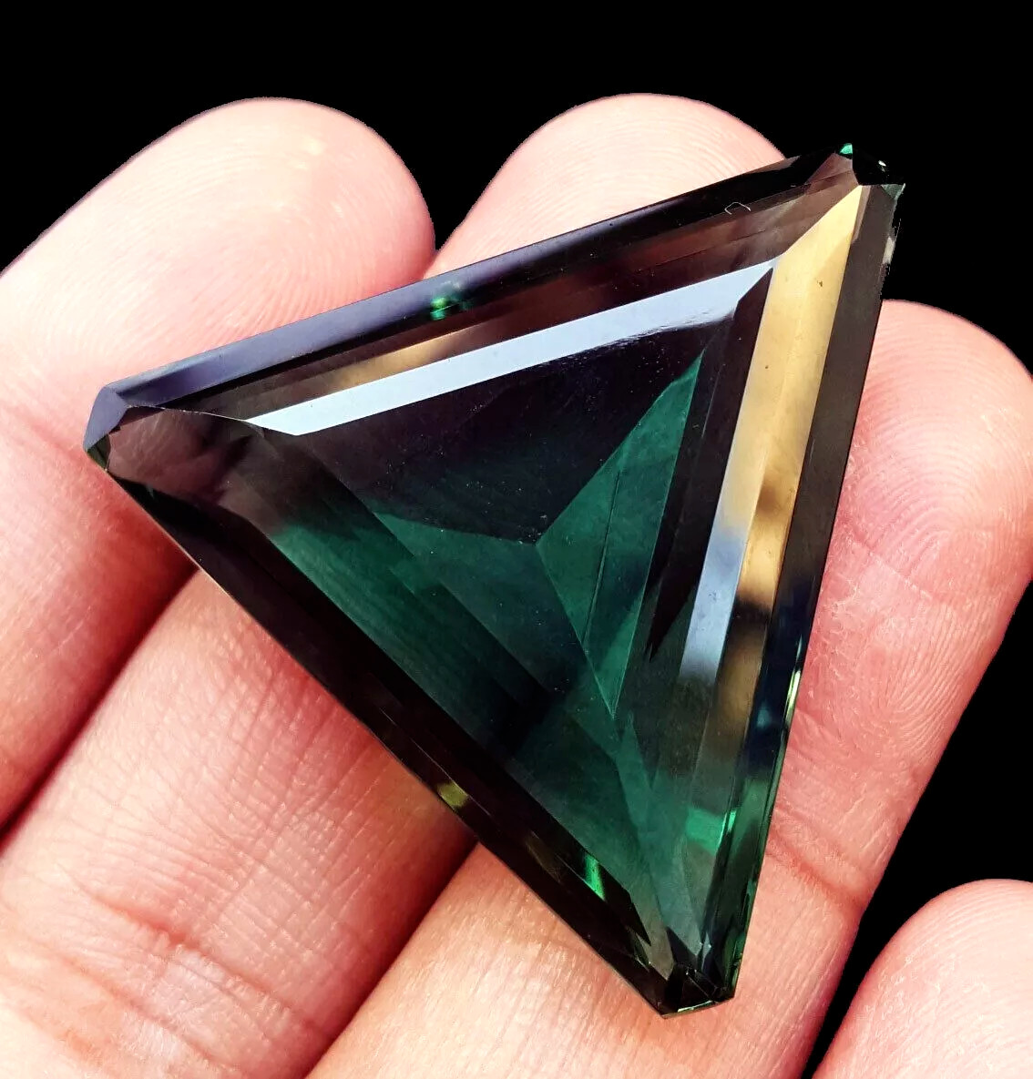 109.33 Ct Natural Brazilian Trillion Cut Green Topaz Loose Gemstone Certified