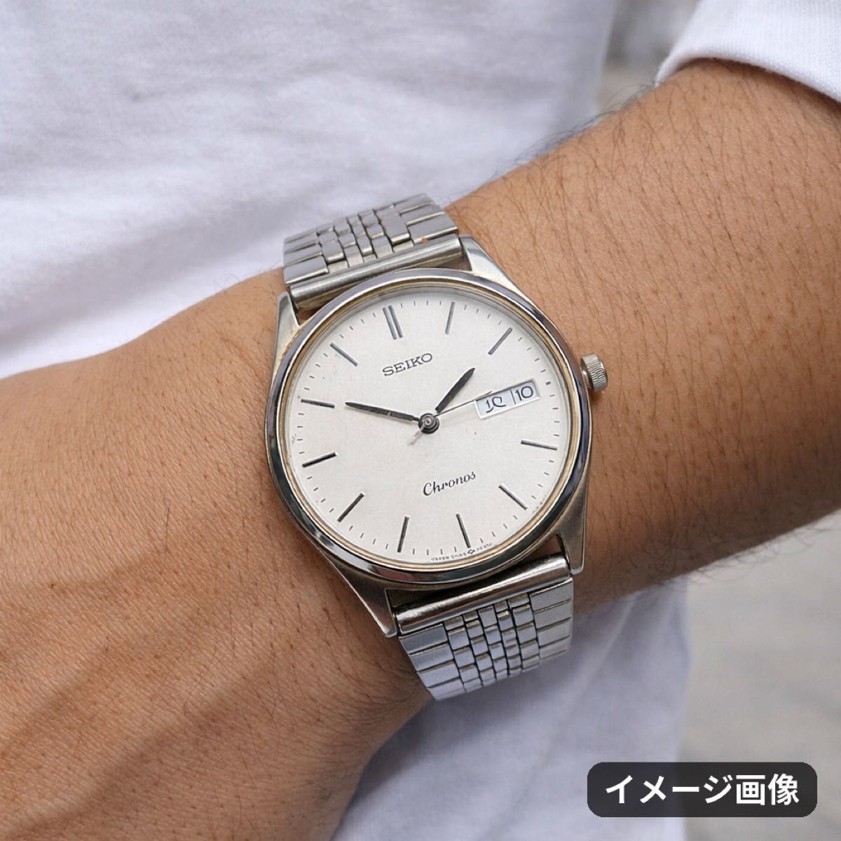 54 SEIKO Watch Wristwatch Chronos 5H23 7D40 White Dial