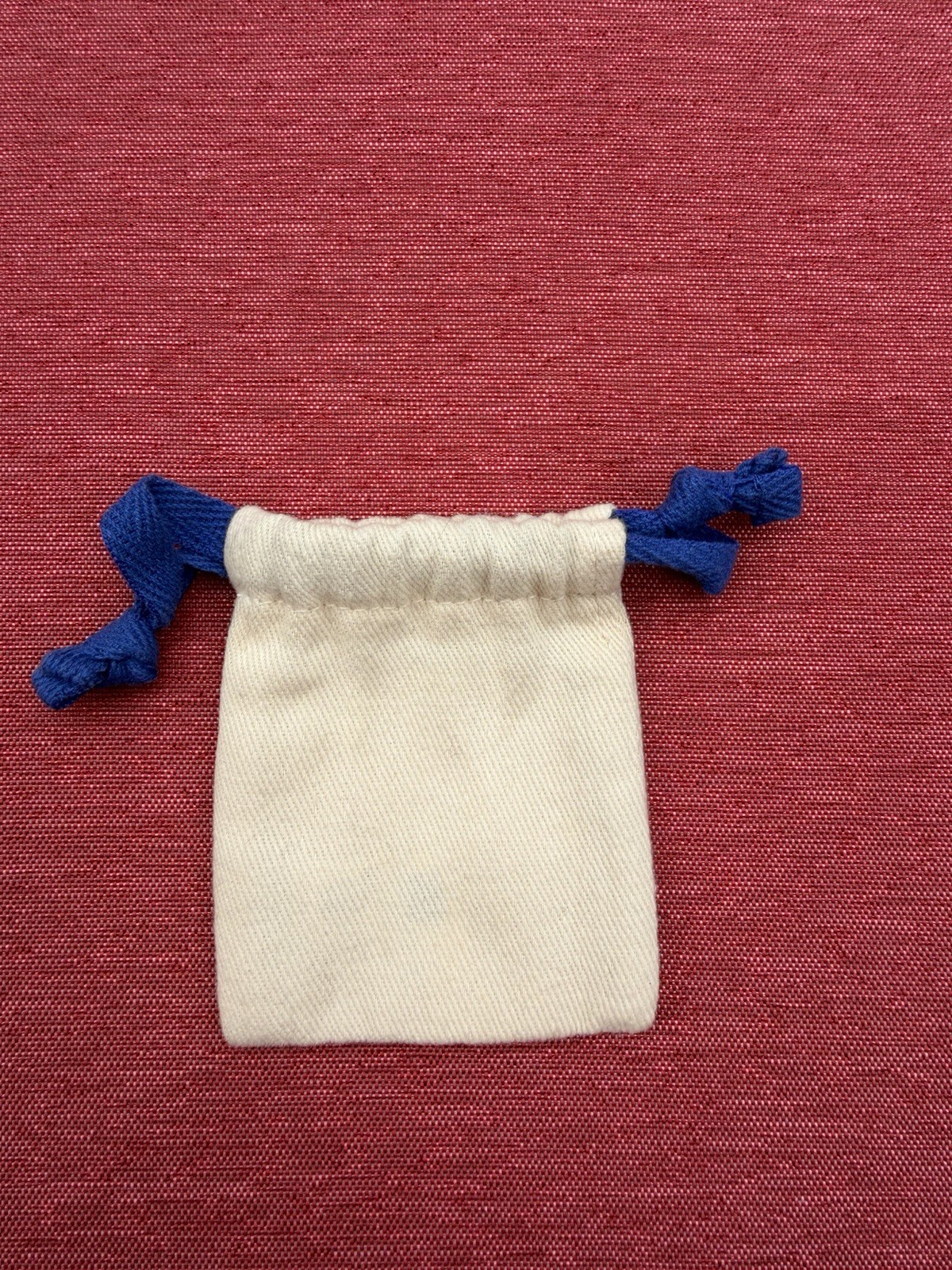 Louis Vuitton Beige Fabric Drawstring Jewelry Pouch Bag Blue Cord 3×3 Logo