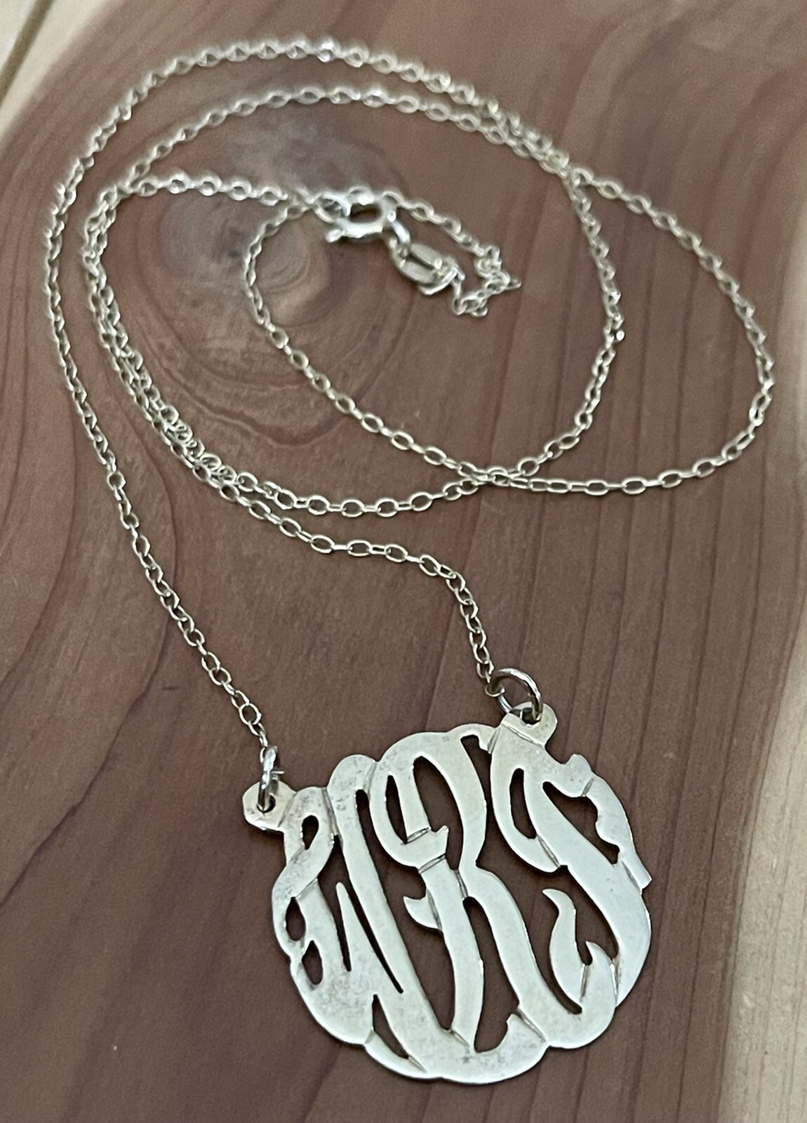 Gold Vermeil Over 925 Sterling Personalized 3 -Initial Monogram 1” Necklace 20”