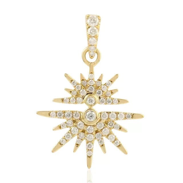 1.20Ct Round Cut Lab-Created Diamond Sunburst Pendant 14K Yellow Gold Plated