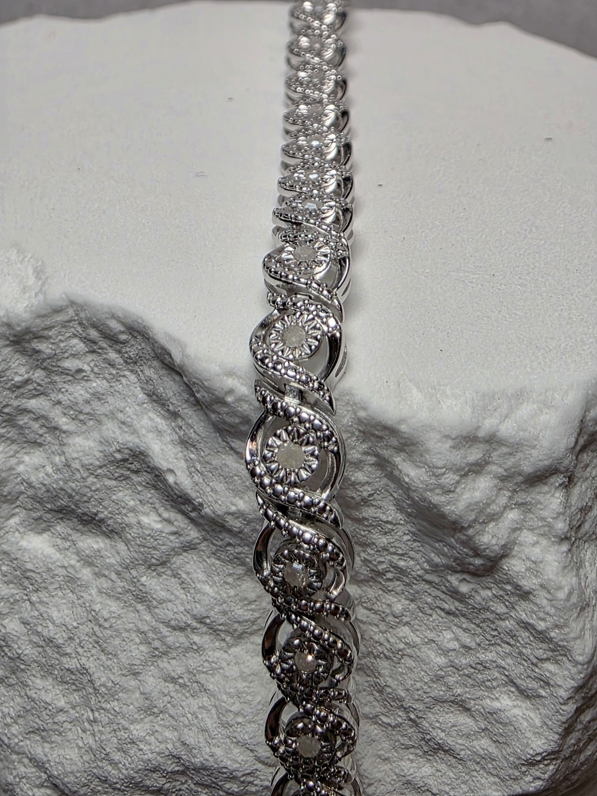 7″ 5.7mm 0.5ctw Natural Diamond Bracelet 925 Sterling Silver
