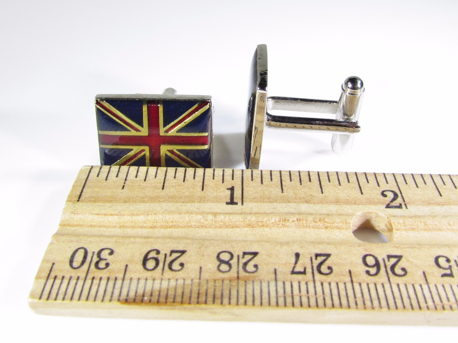 Silver Tone Cufflinks with United Kingdom Flag