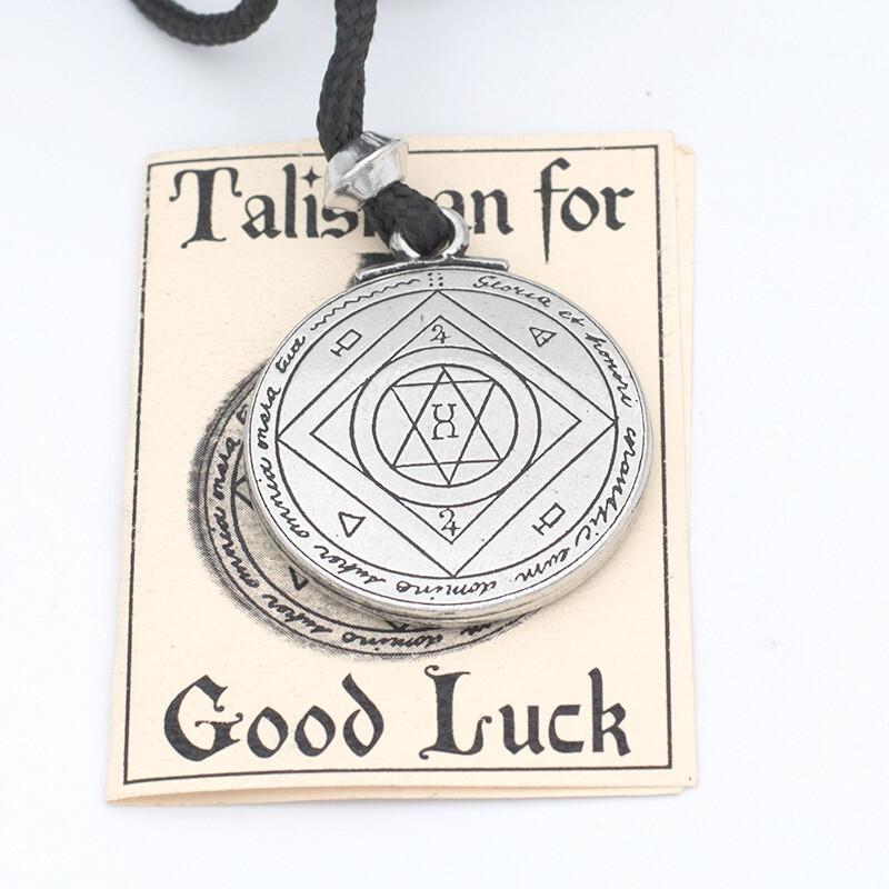 Talisman LUCK pendant Necklace 2 sided charm GOOD LUCK amulet jupiter talisman