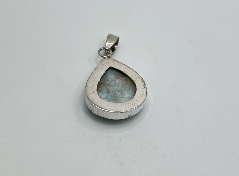 Vintage Sterling Silver Pendant with Light Blue Stone Marked 925 Jewelry