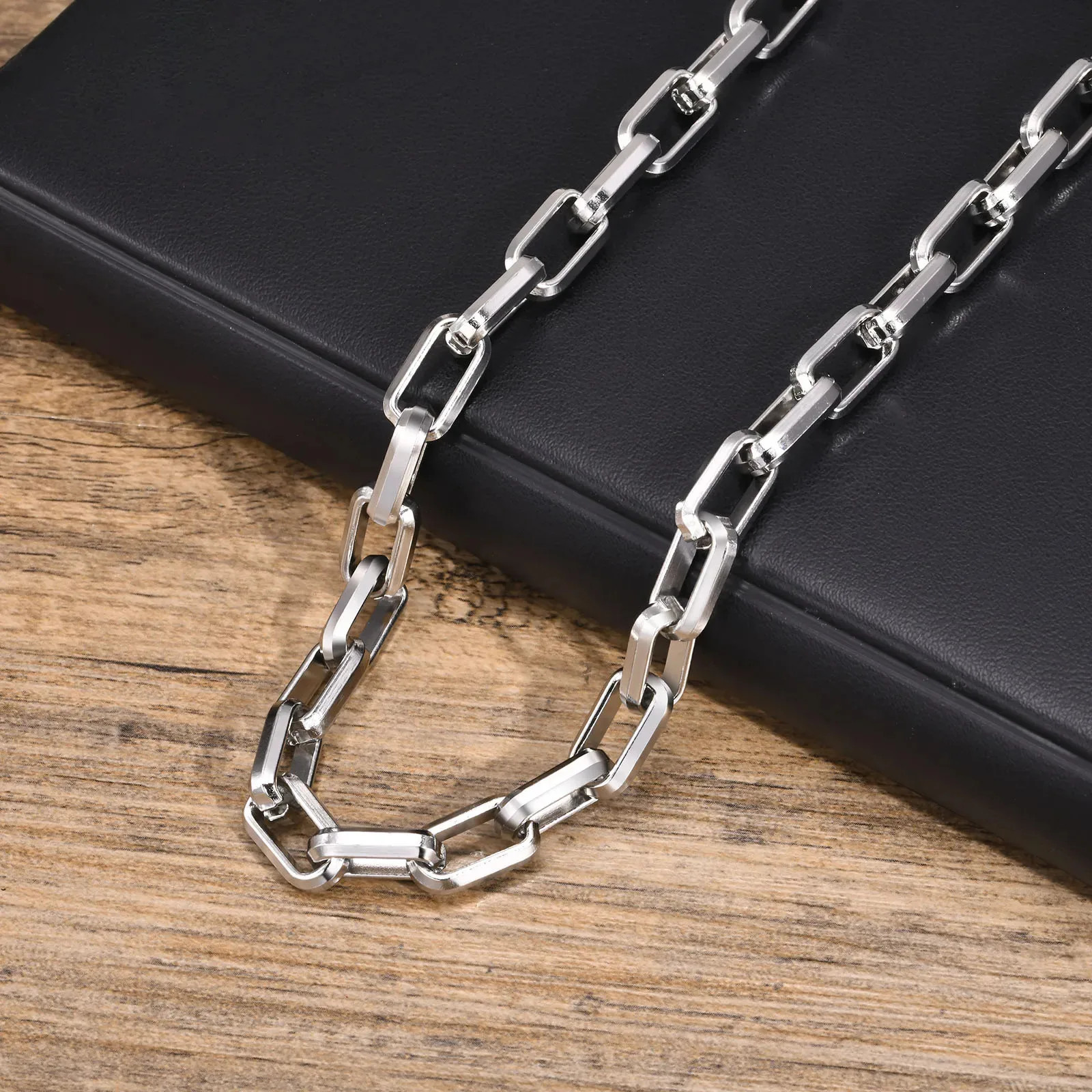 Rectangle Chunky Square Chain Necklace Stainless Steel 50/55/60 cm Men Boys