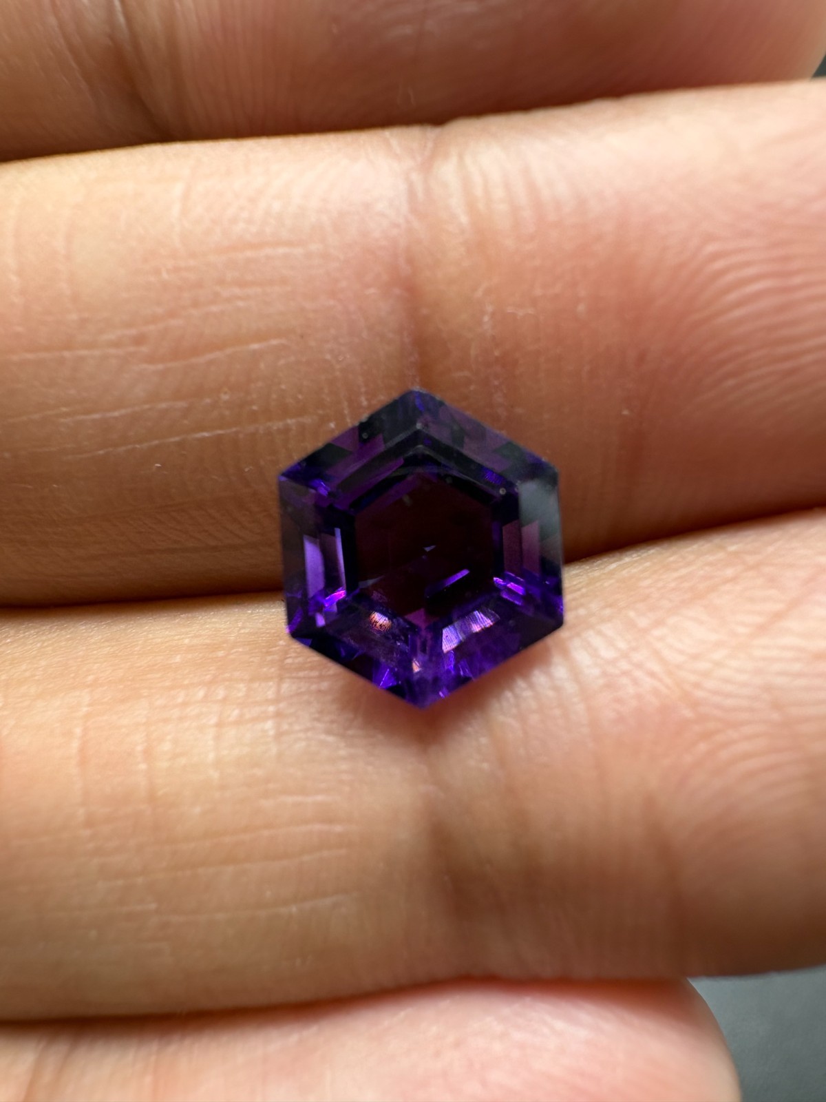 Dark Purple Amethyst, Hexagon Cut Gemstone, 2.75 TCW, February Birthstone