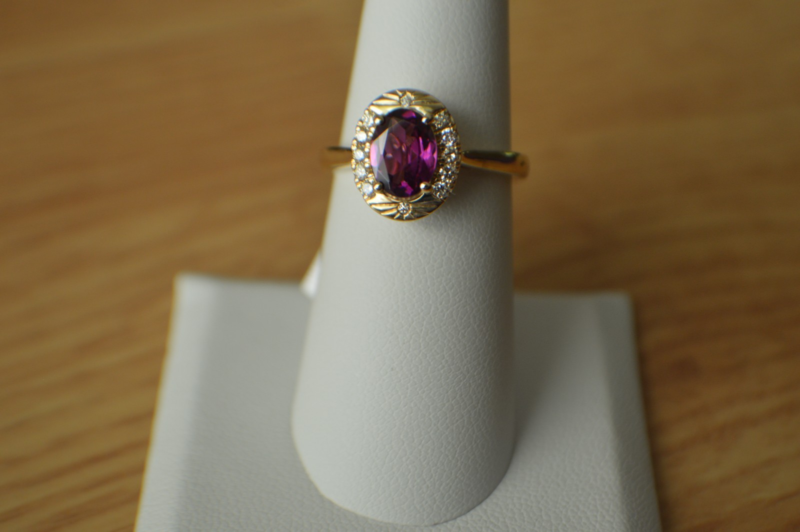 1.60ct Premium Ember Garnet / Diamond Ring 10K Yellow Gold Size 7
